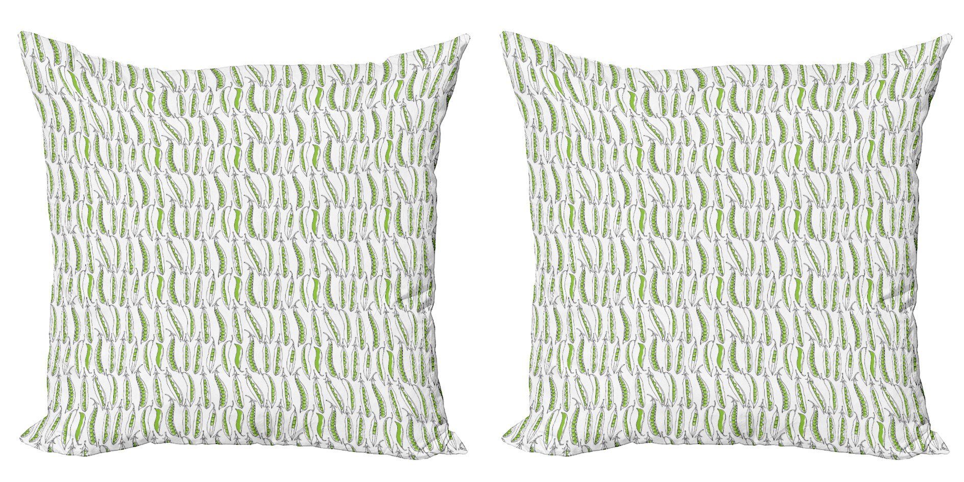 Kissenbezüge Modern Accent Doppelseitiger Digitaldruck, Abakuhaus (2 Stück), Gemüse Grüne Erbsen Doodle Frische