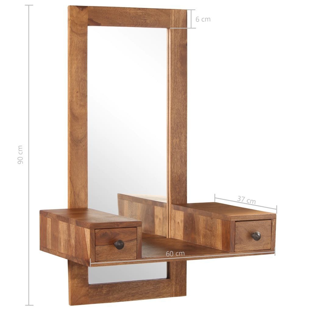 2 Kosmetikspiegel mit Massivholz furnicato Schubladen Wandspiegel