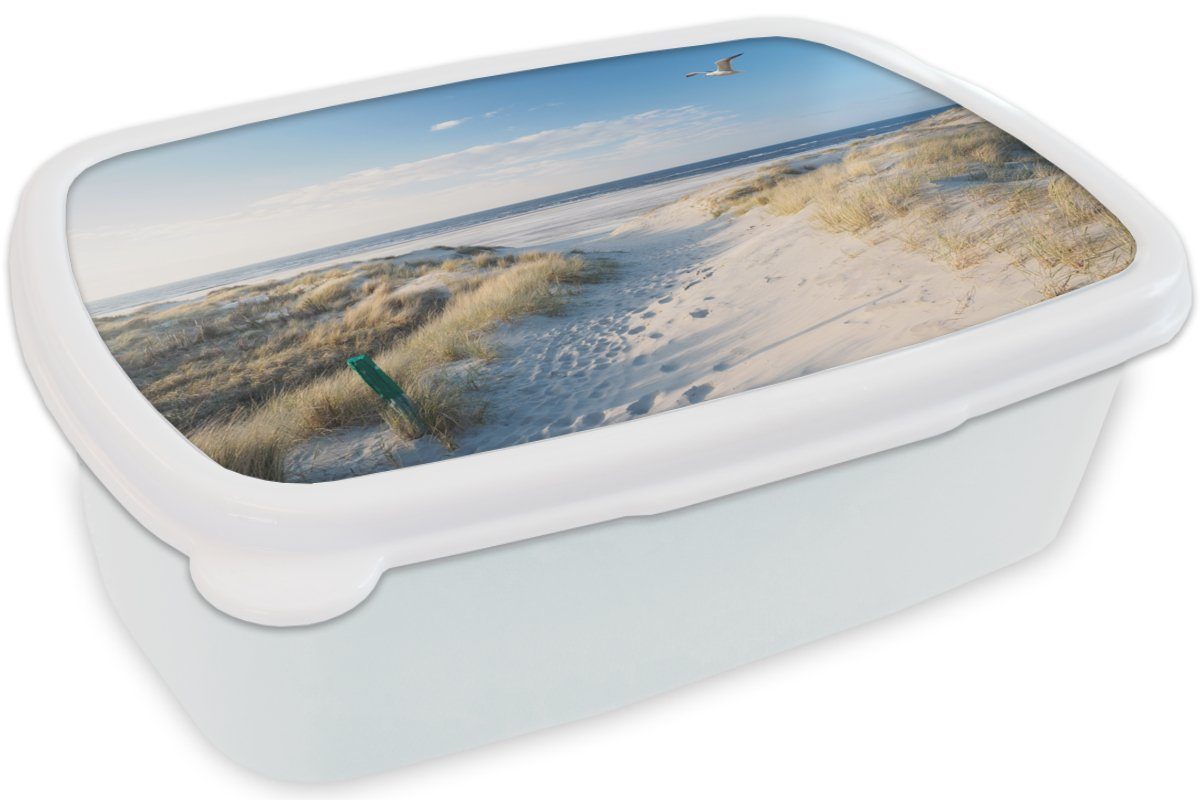 Kinder Sonne, Brotbox Kunststoff, Möwe (2-tlg), - für und Meer und Erwachsene, weiß - - MuchoWow Mädchen für Strand Lunchbox Düne Brotdose, Jungs -