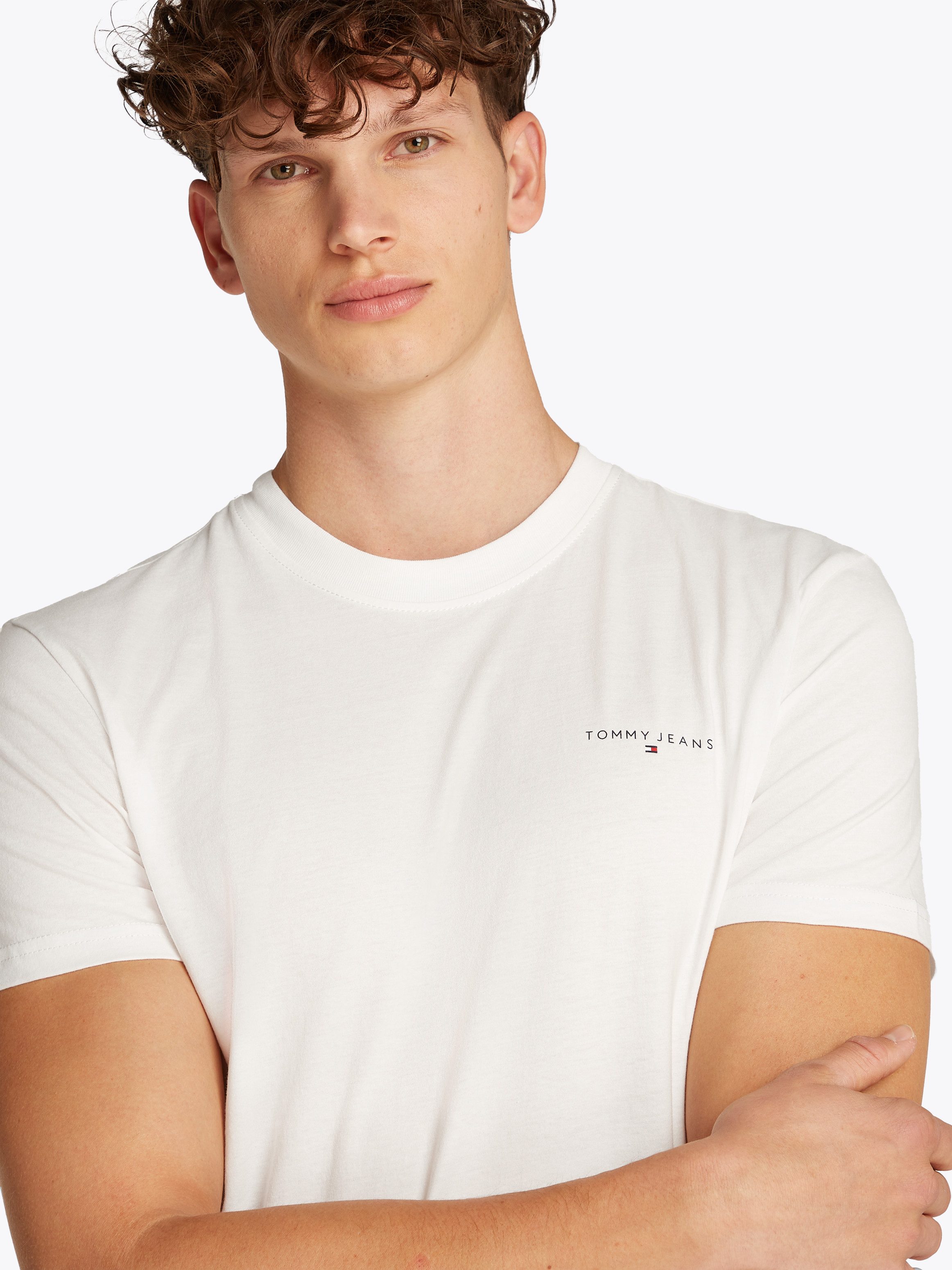 Tommy Jeans T-Shirt TJM SLIM LINEAR CHEST SS TEE EXT mit Logodruck günstig online kaufen