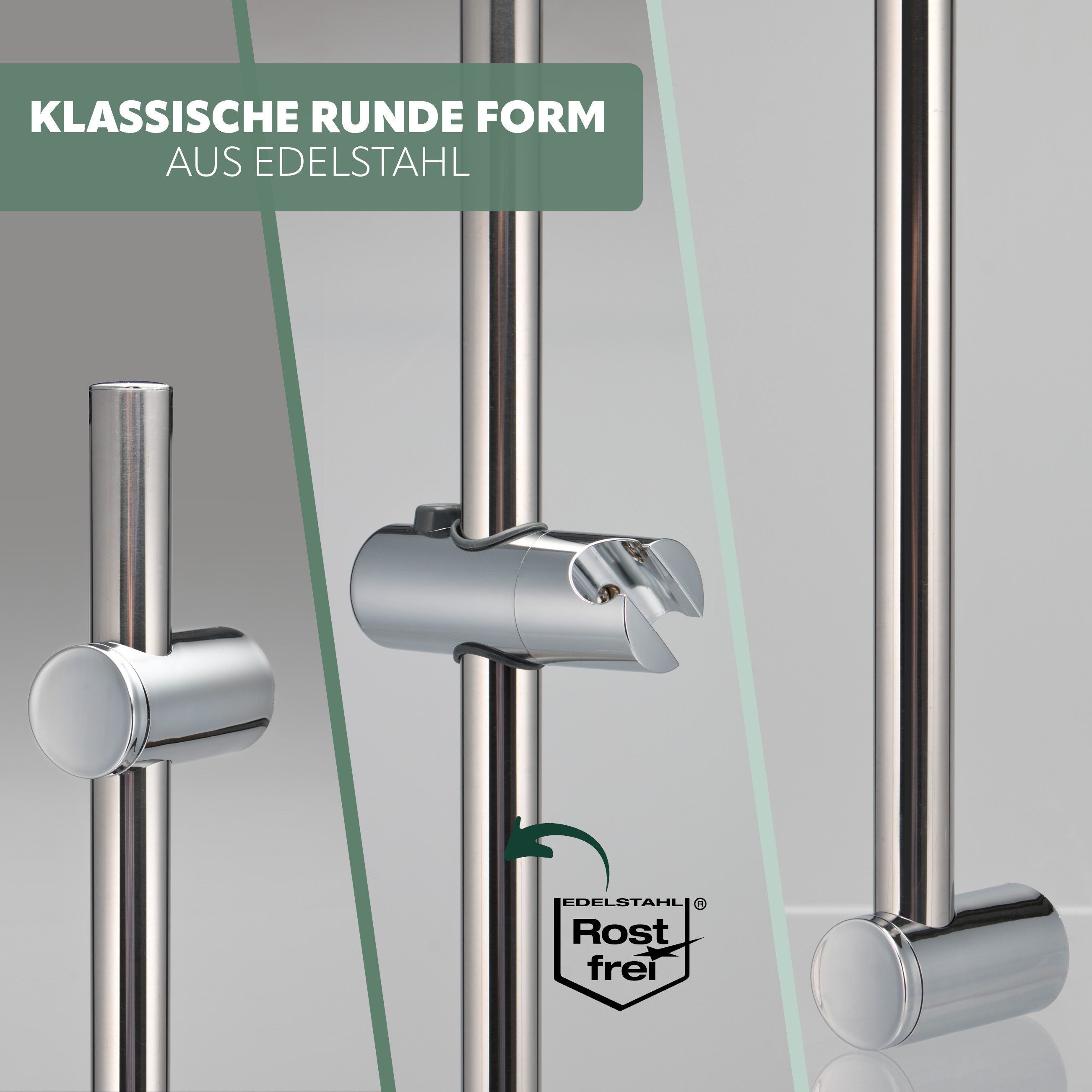 bremermann Duschstange Brausestange Edelstahl 71,5 cm – inkl. Konus-Brausegleiter – Bild 4 von 5