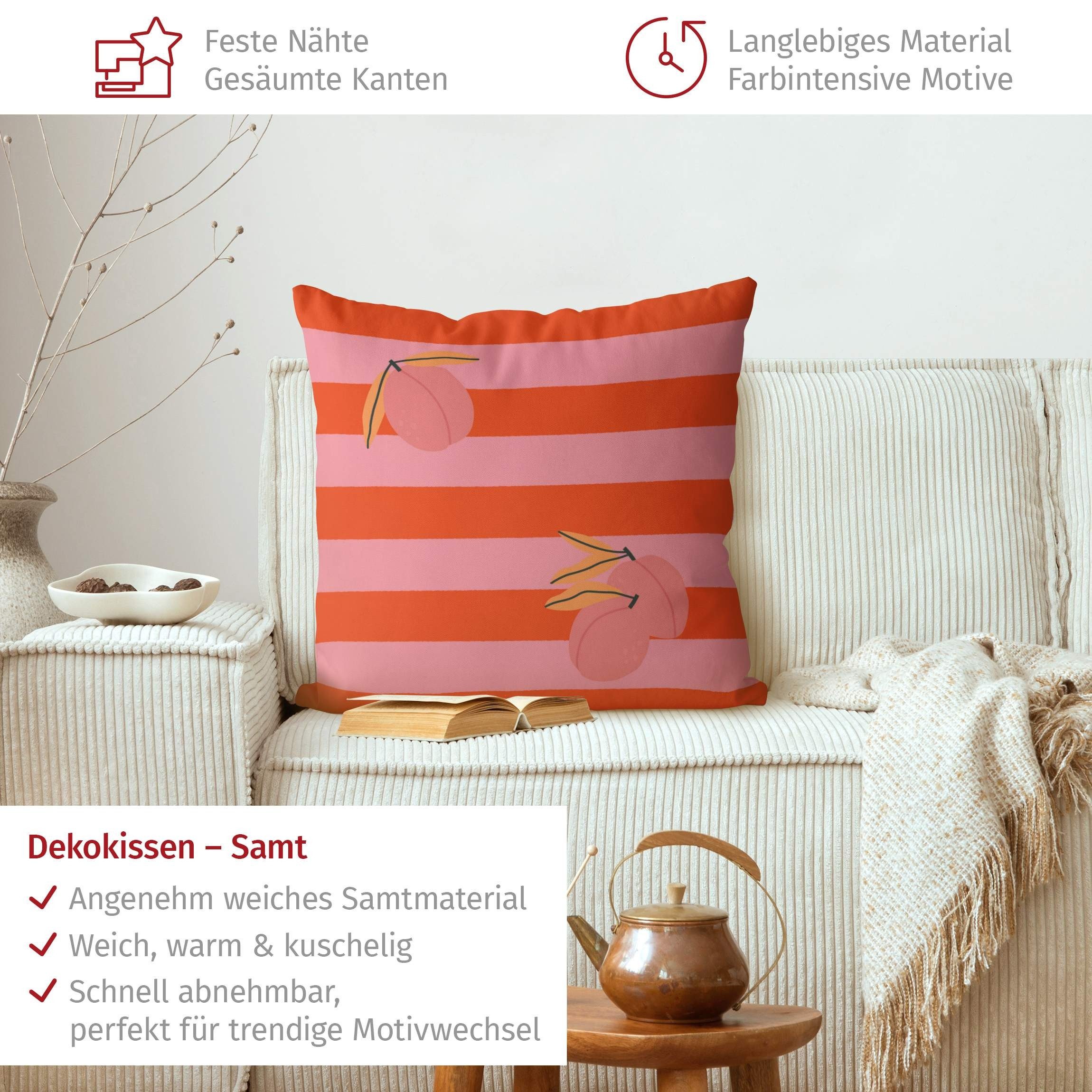 Bilderdepot24 Dekokissen drinnen Kissenhülle/ Sofakissen/ Zierkissen orange Kulinarisch Pop Art, Bezug mit / ohne Füllung Zierkissen Outdoor Sofa Bett