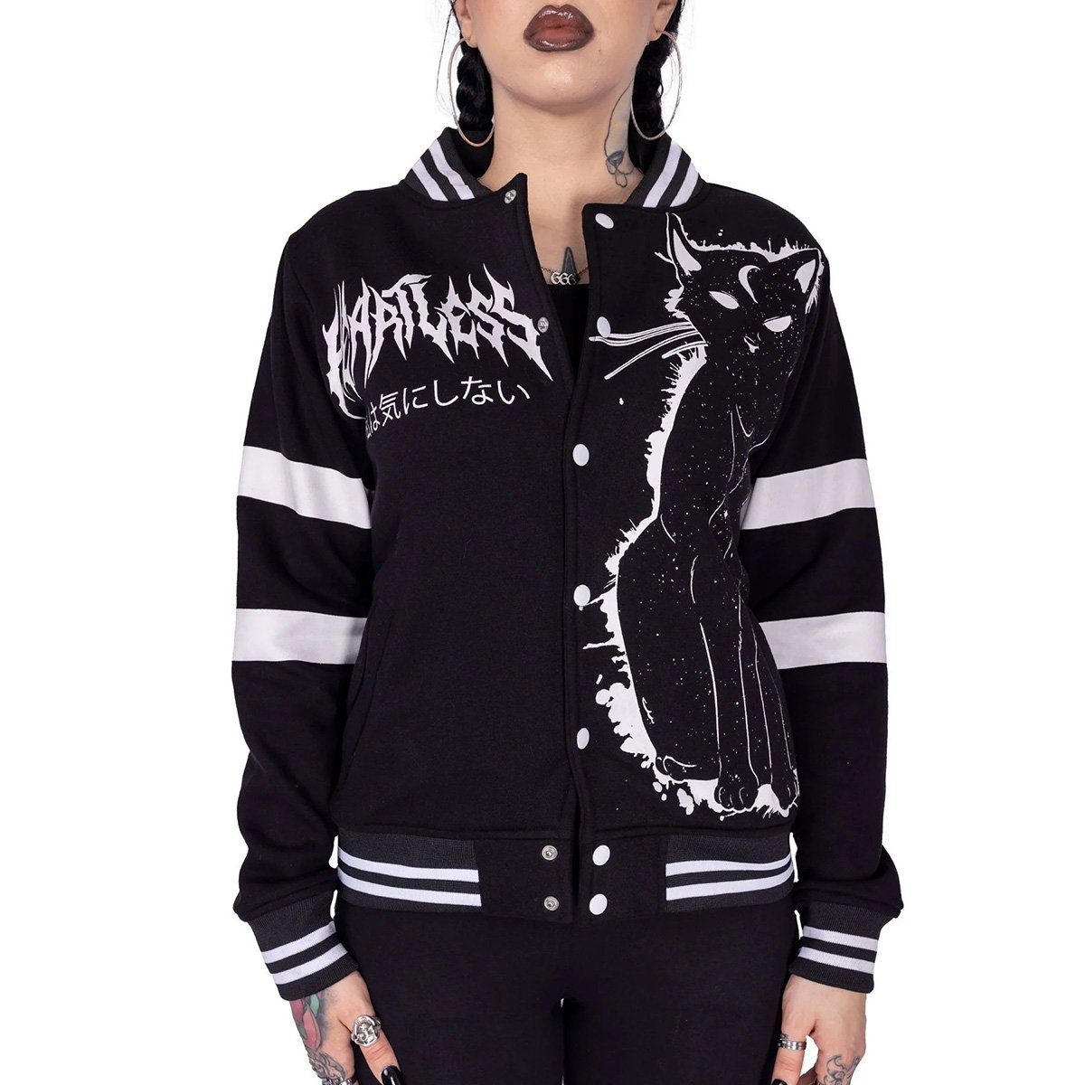 Heartless Collegejacke Moon Kitty Gothic Okkult Symbole Katze Moon Child – Bild 3 von 5