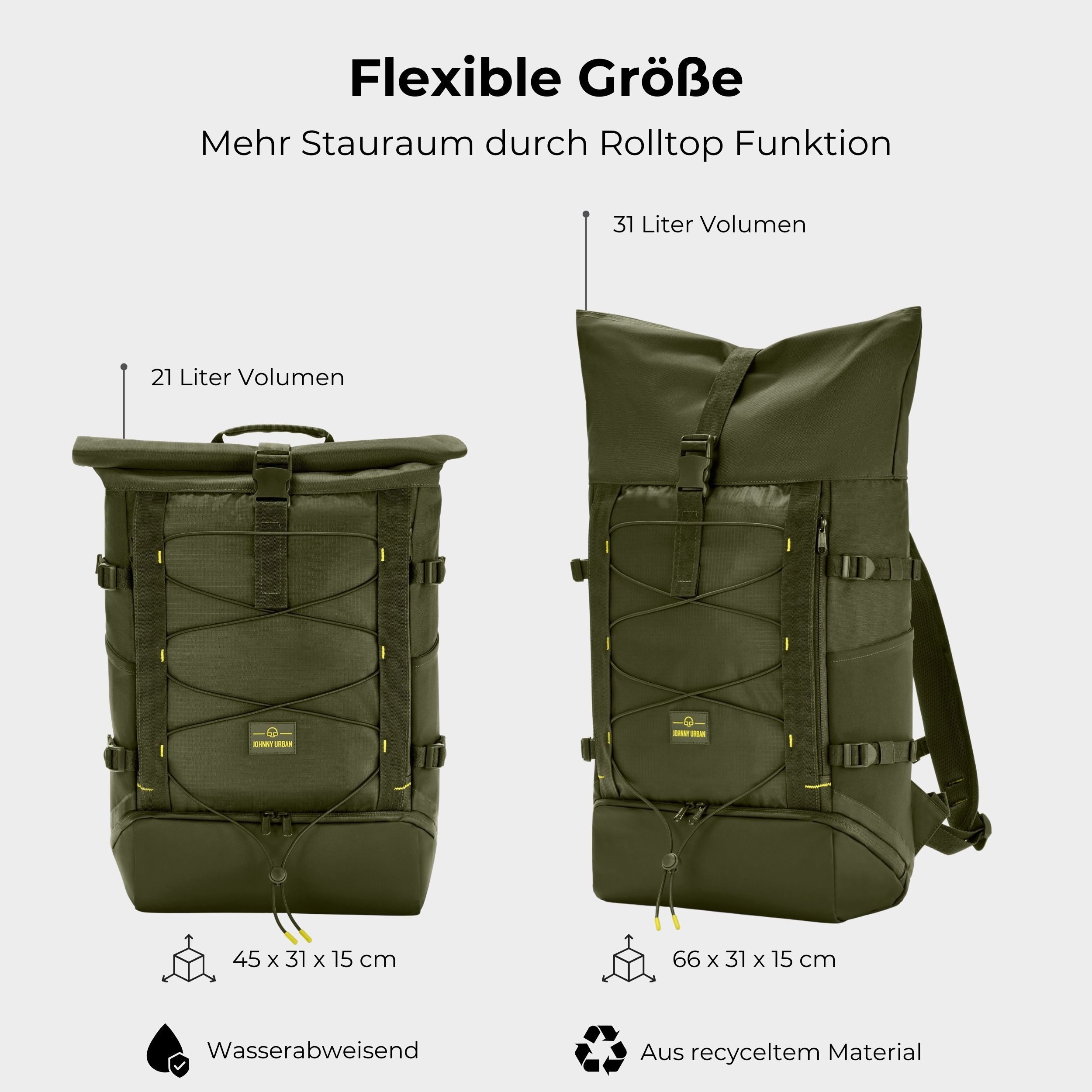Johnny Urban Cityrucksack Allen Large Move, Rolltop Damen Herren (1-tlg), Wandern, Trekking, Outdoor, Wasserabweisend