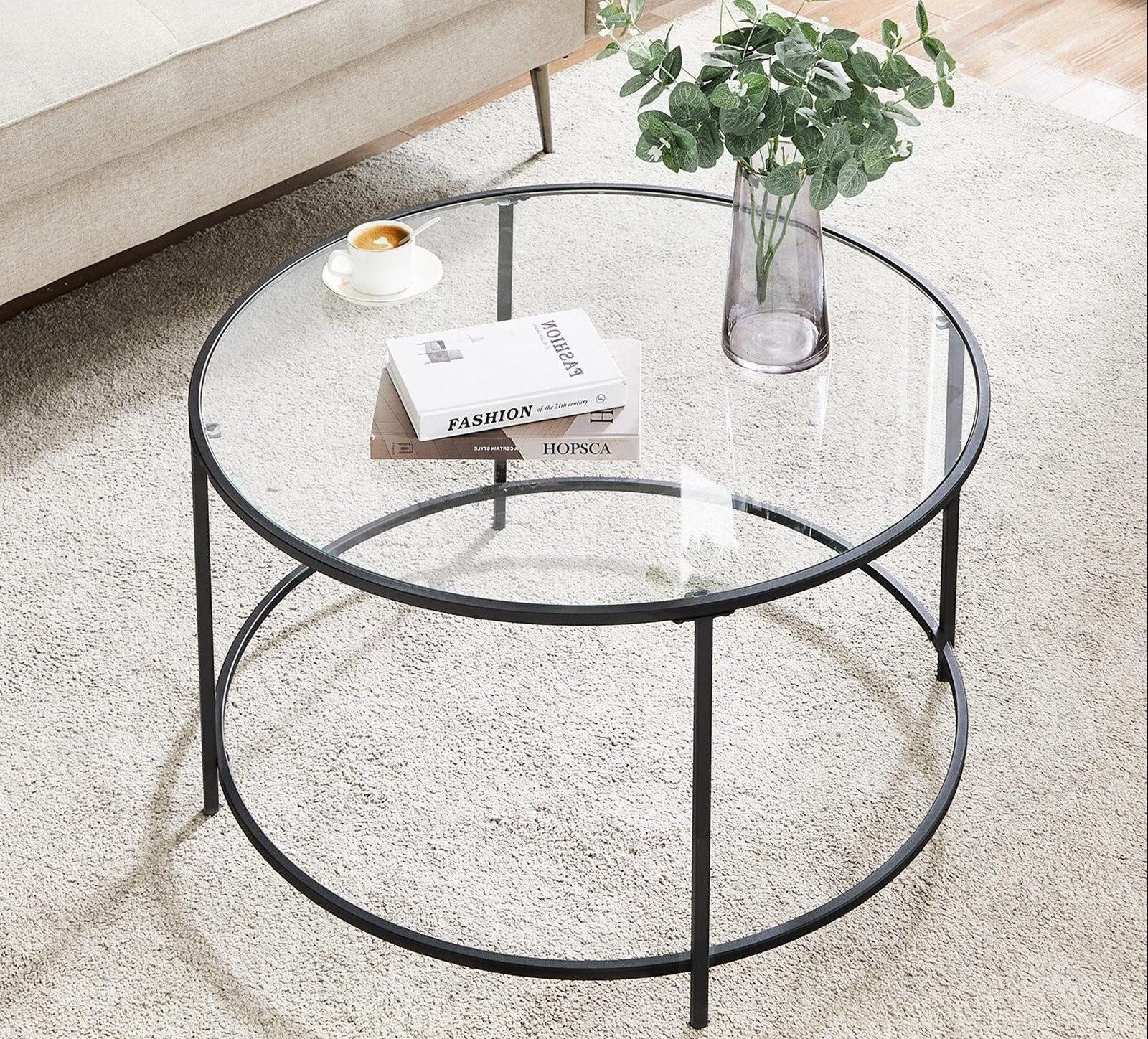 VASAGLE Couchtisch, Beistelltisch für Wohnzimmer, Ø 84 x 45.5 cm, transpare günstig online kaufen