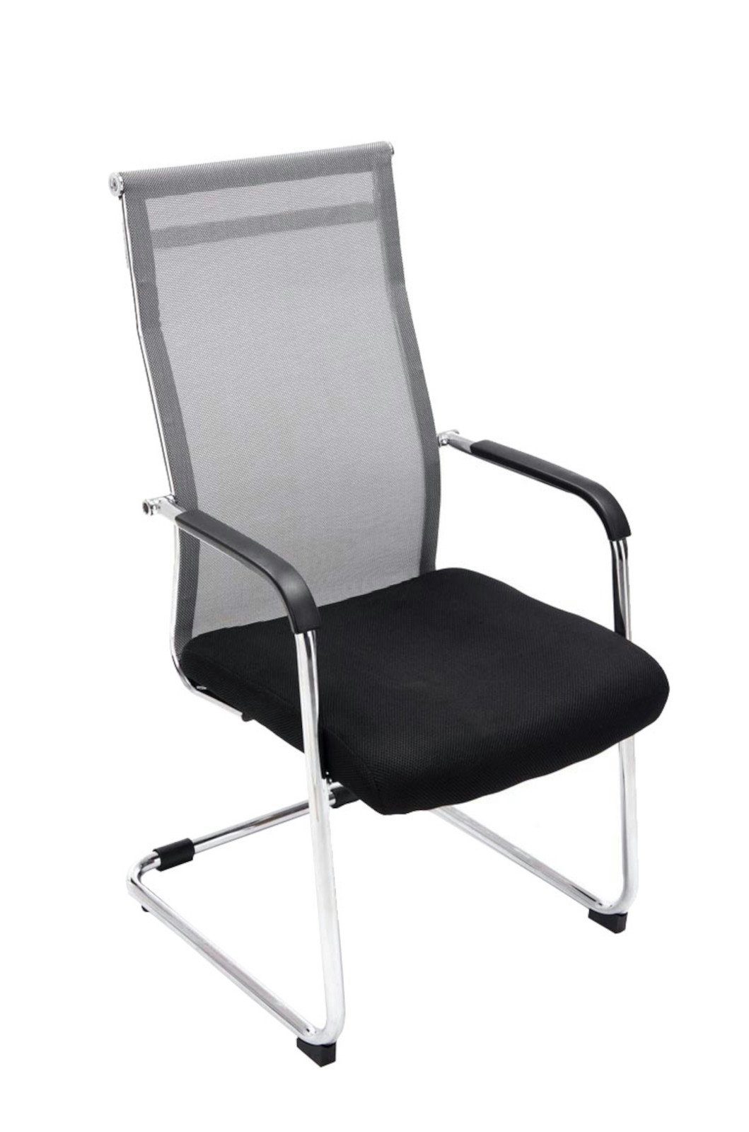 TPFLiving grau - Esszimmerstuhl Wohnzimmerstuhl, hochwertig Konferenzstuhl Sitzfläche Sitzfläche: mit Besucherstuhl Brent - Netzbezug gepolsterter (Küchenstuhl St), - - Gestell: Metall chrom 2