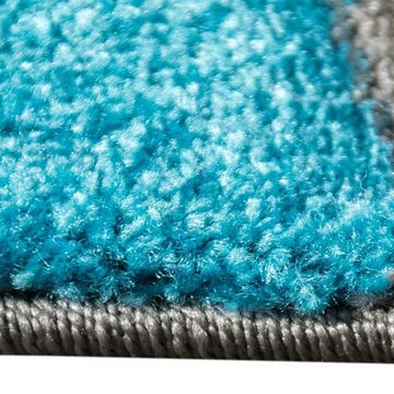 Teppich Moderner Teppich mit Wellenoptik, pflegeleicht, türkis weiß & grau, Carpetia, rechteckig