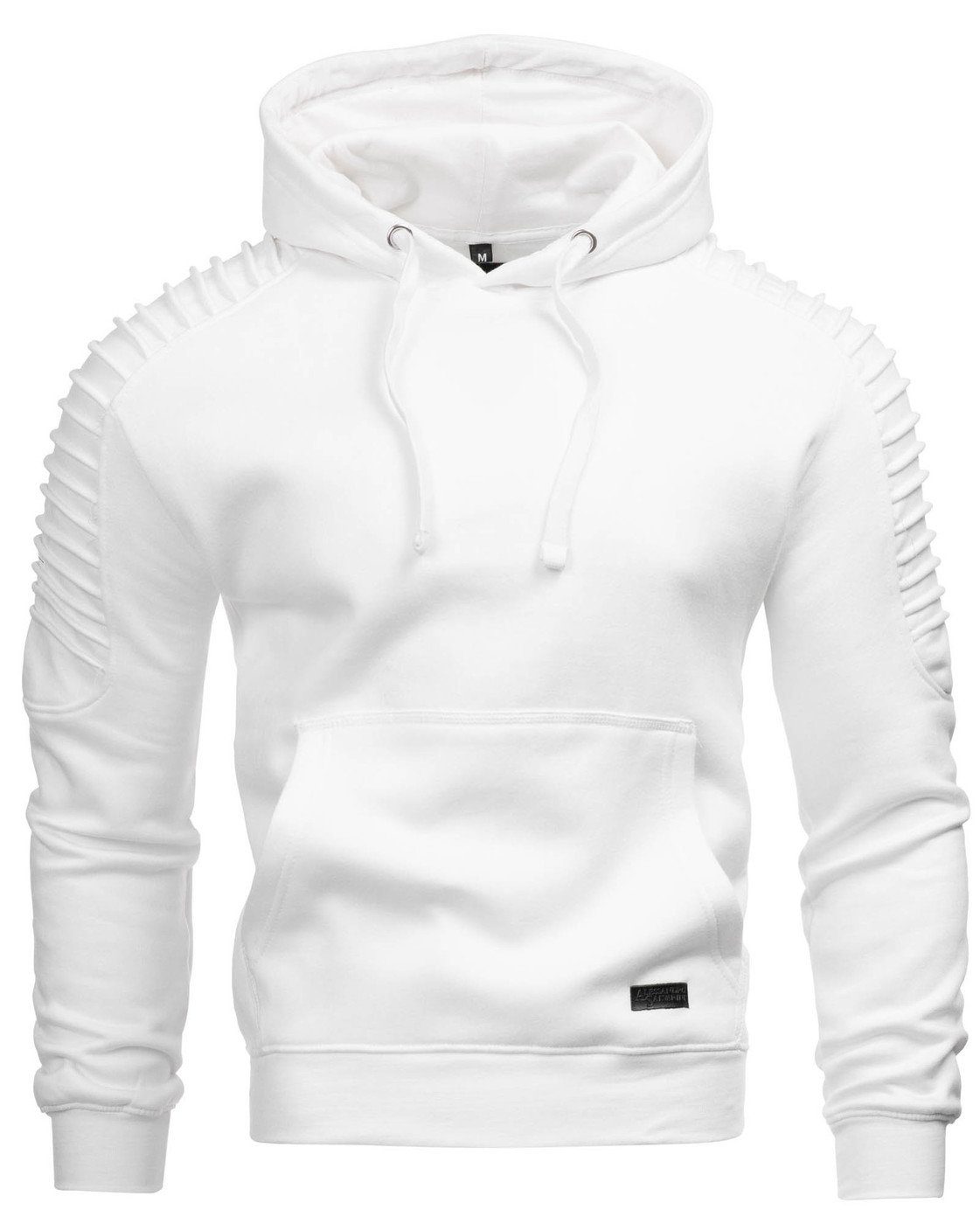 Hoodie Herren Biker Look – Kapuzenpullover mit Stepp-Einsätzen