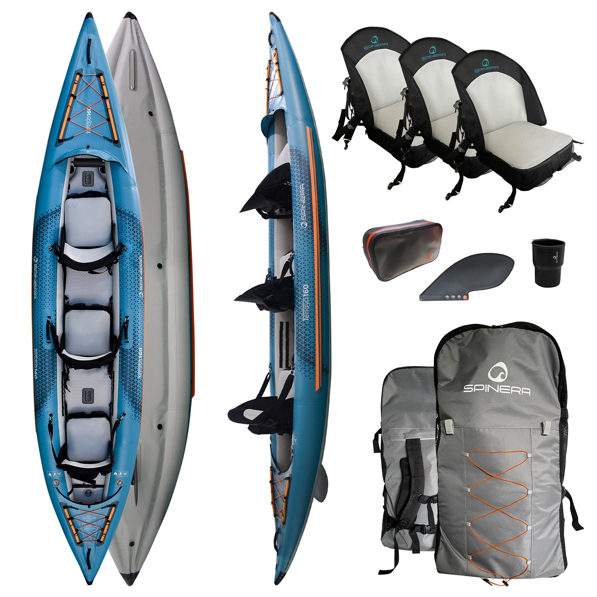 Spinera Tourenkajak Spinera Kayak Tenaya 160 3 Personen aufblasbares Premium Kajak Kanu
