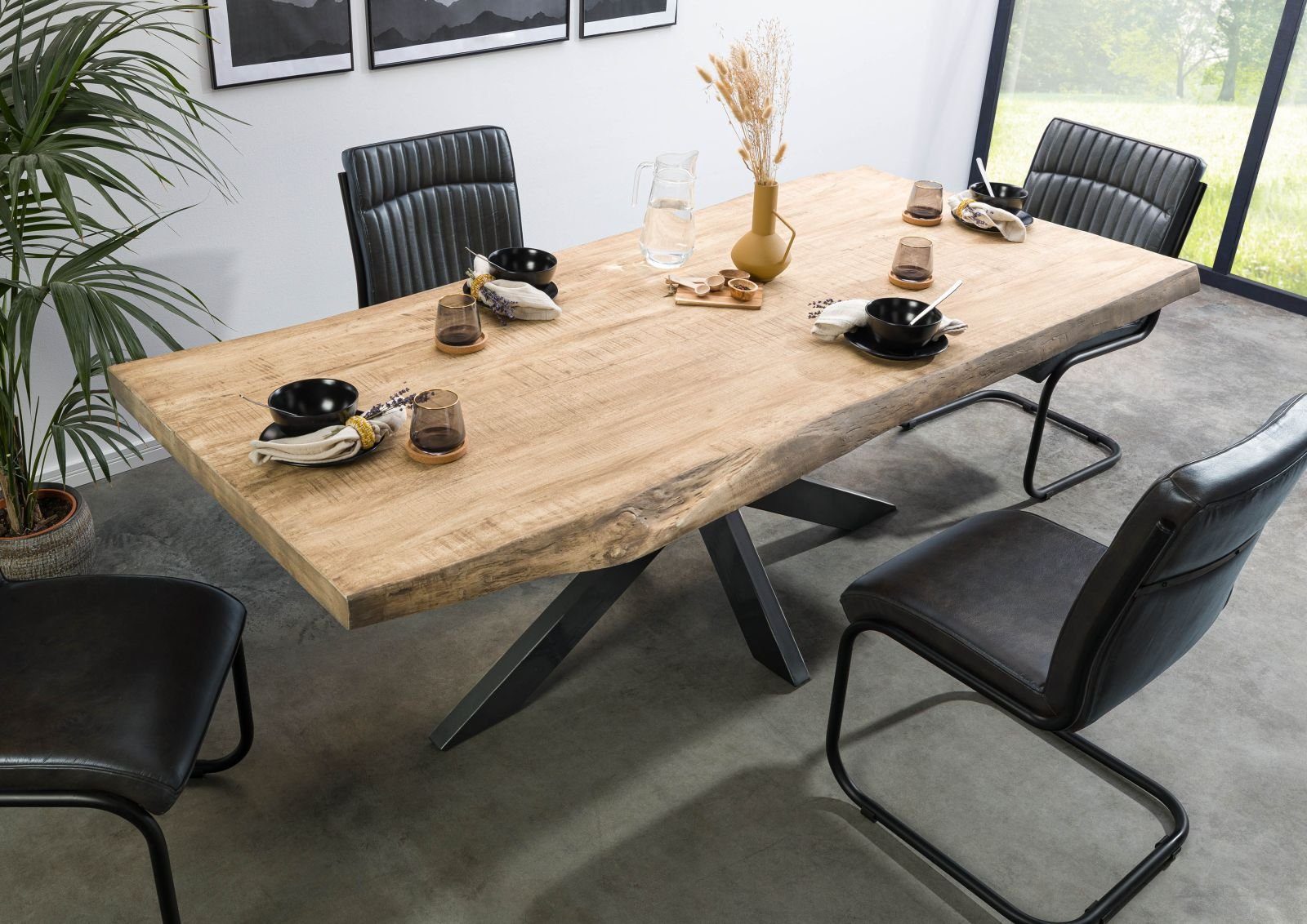Massivmoebel24 Baumkantentisch FREEFORM (Baumtisch Mango 180x90x77 günstig online kaufen