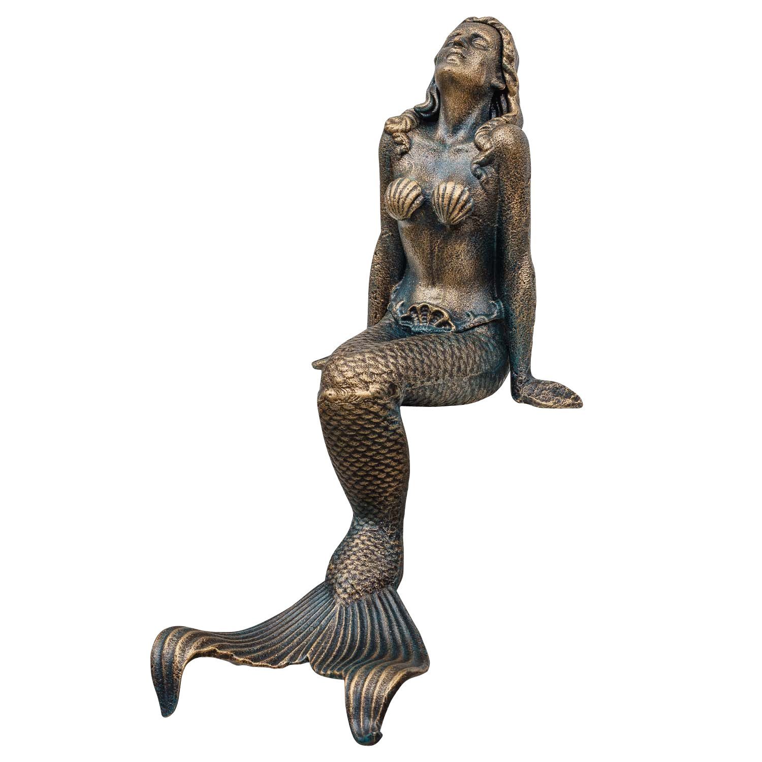 Eisenfigur Dekoration Aubaho Eisen Skulptur Figur Gartenfigur Meerjungfrau Antik-Sti Nixe