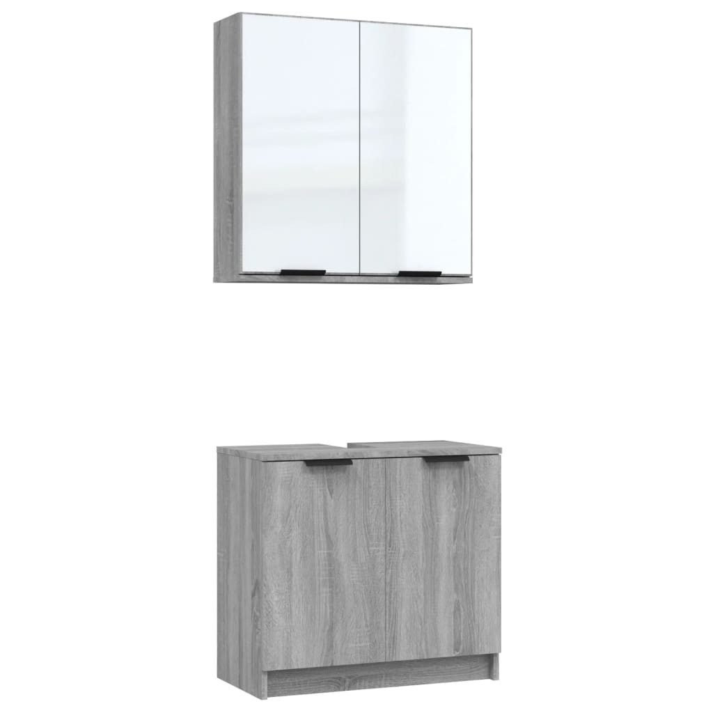 vidaXL Badezimmer-Set 2-tlg. Badmöbel-Set Grau Sonoma günstig online kaufen