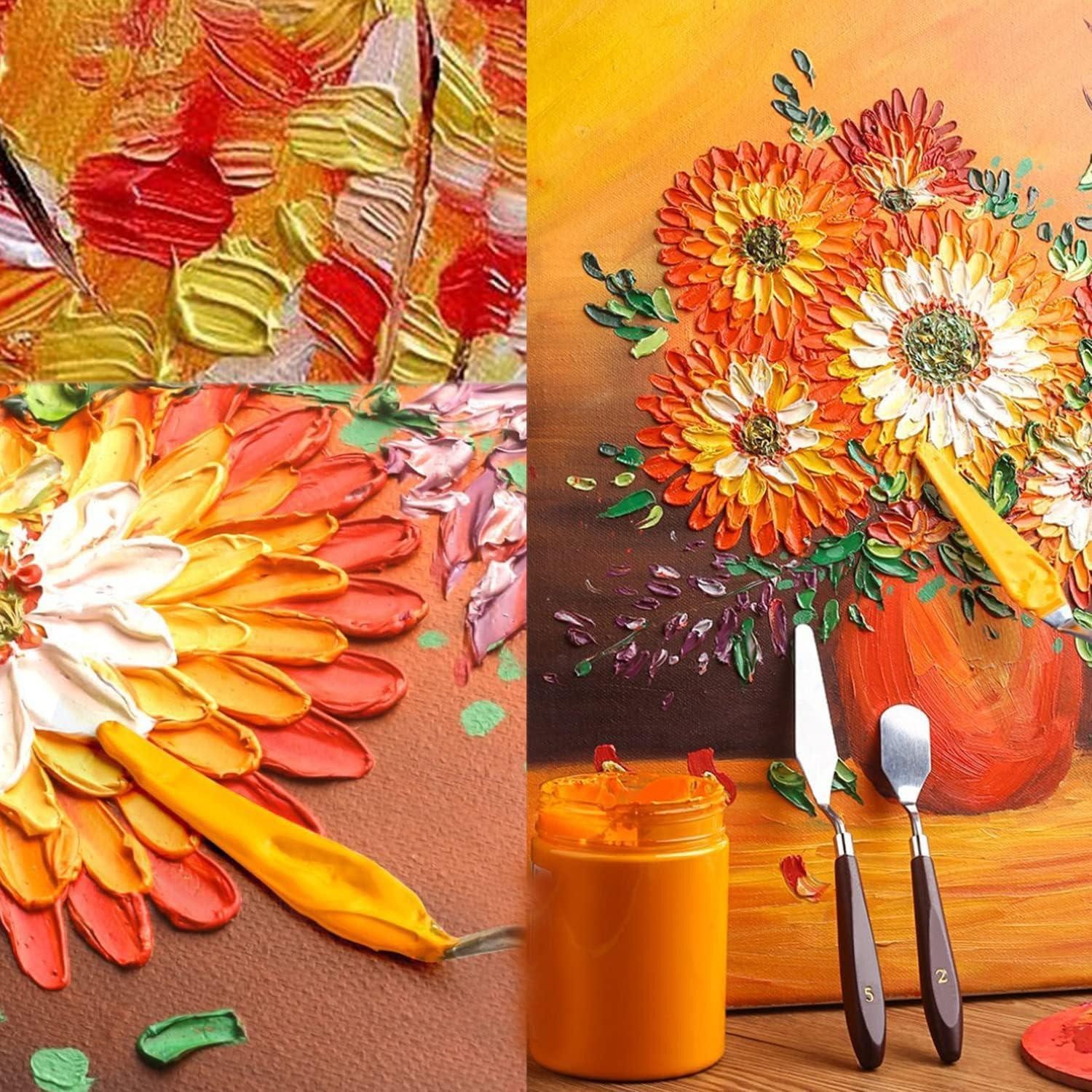 LuxusKollektion Malerspachtel Malmesser 5 Stück für Acrylfarben Palettenmesser Edelstahl