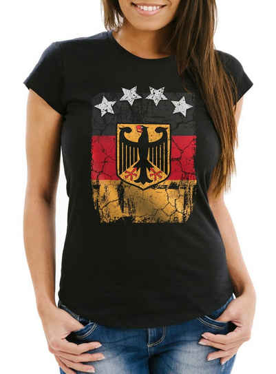 MoonWorks Print-Shirt »Cooles Damen WM-Shirt Deutschland Flagge Vintage Fußball Sterne« mit Print