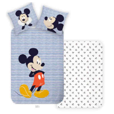 Babybettwäsche Mickey Mouse Baby-/Kleinkinderbettwäsche, 100x135 cm, Blau-Weiß, Disney Mickey Mouse