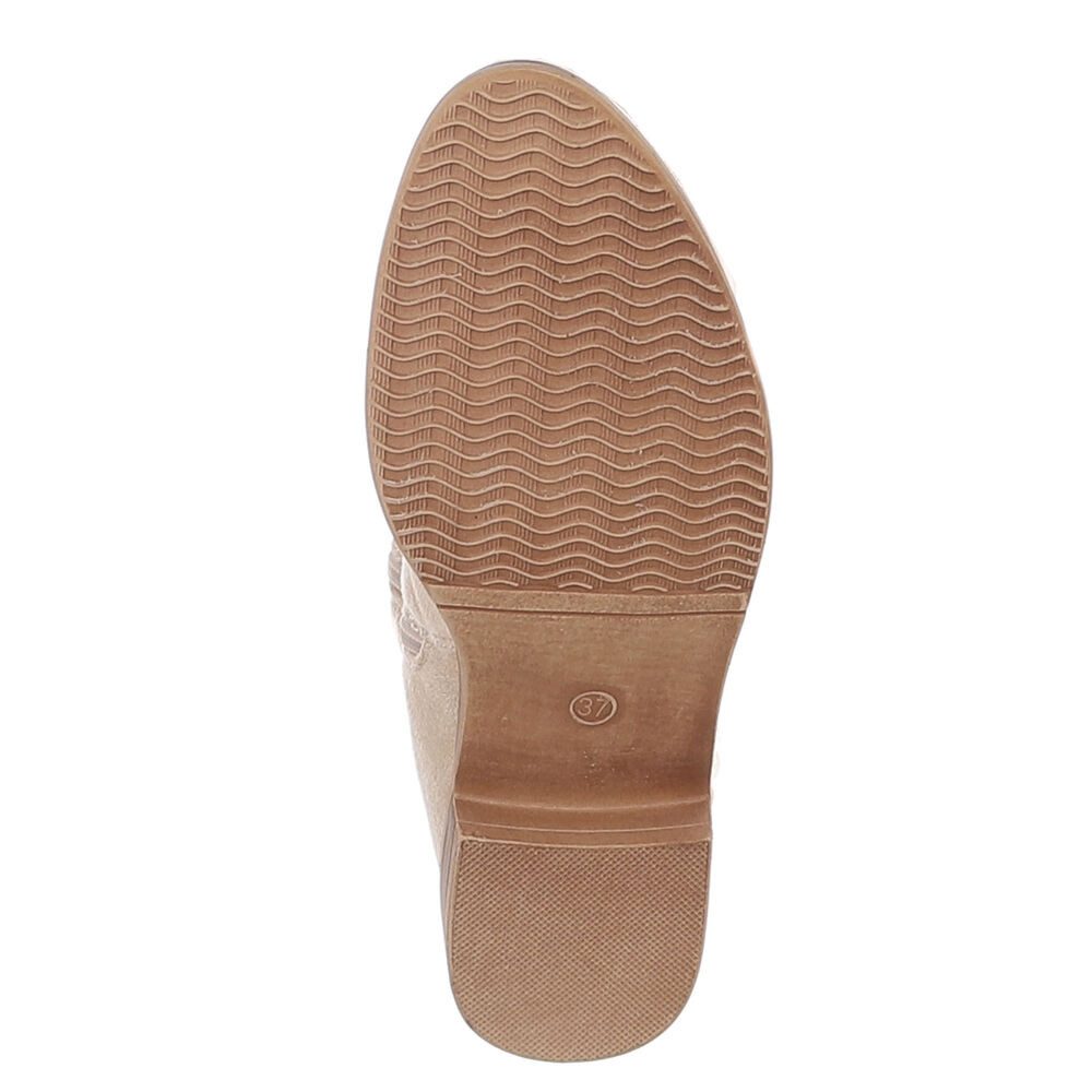 Ital-Design Elegante Overknee-Stiefel aus weichem Material für Damen Stiefel (90727016) Blockabsatz Overknees in Beige