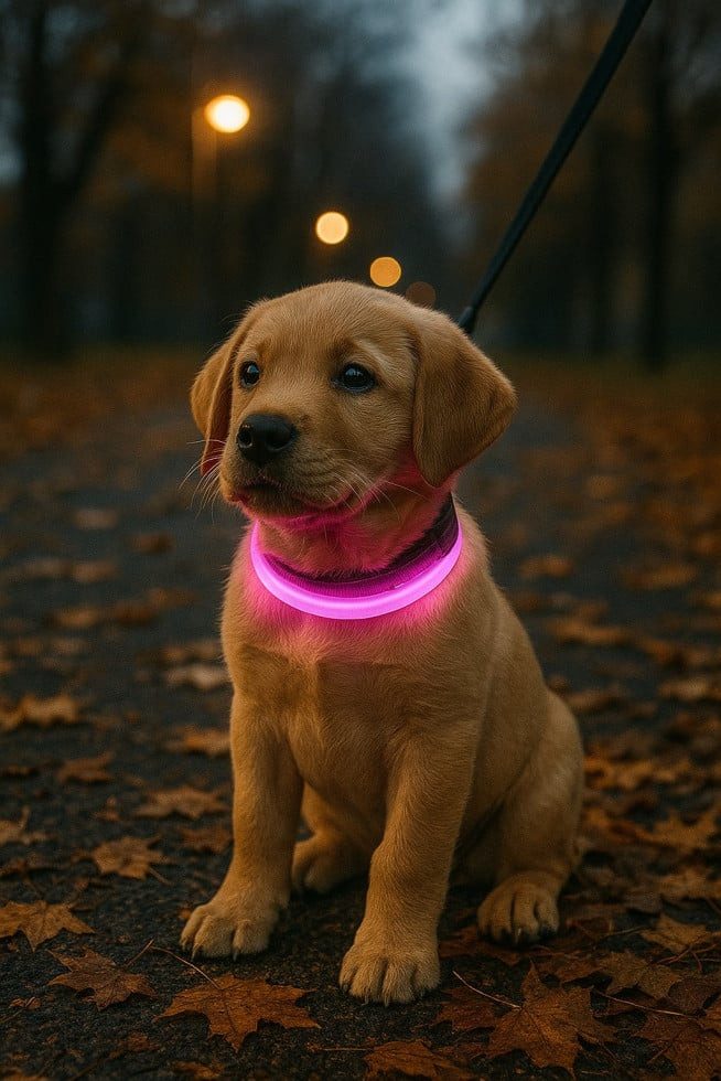 Nobby Hundehalsbandleuchte Nobby LED Leuchthalsband Puppy rosa für Welpen mit