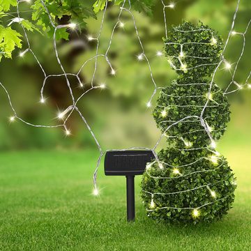 etc-shop Gartenleuchte, Leuchtmittel inklusive, LED Solar Lichterkette Aussen Erdspieß Solarlampe Garten