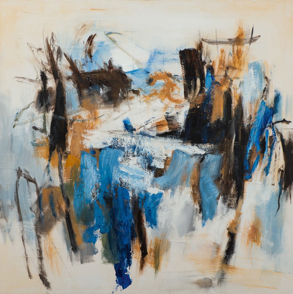 ArtUniverse Gemälde Leinwandbild Blaue Akzente 115 x 115 cm, Abstrakt