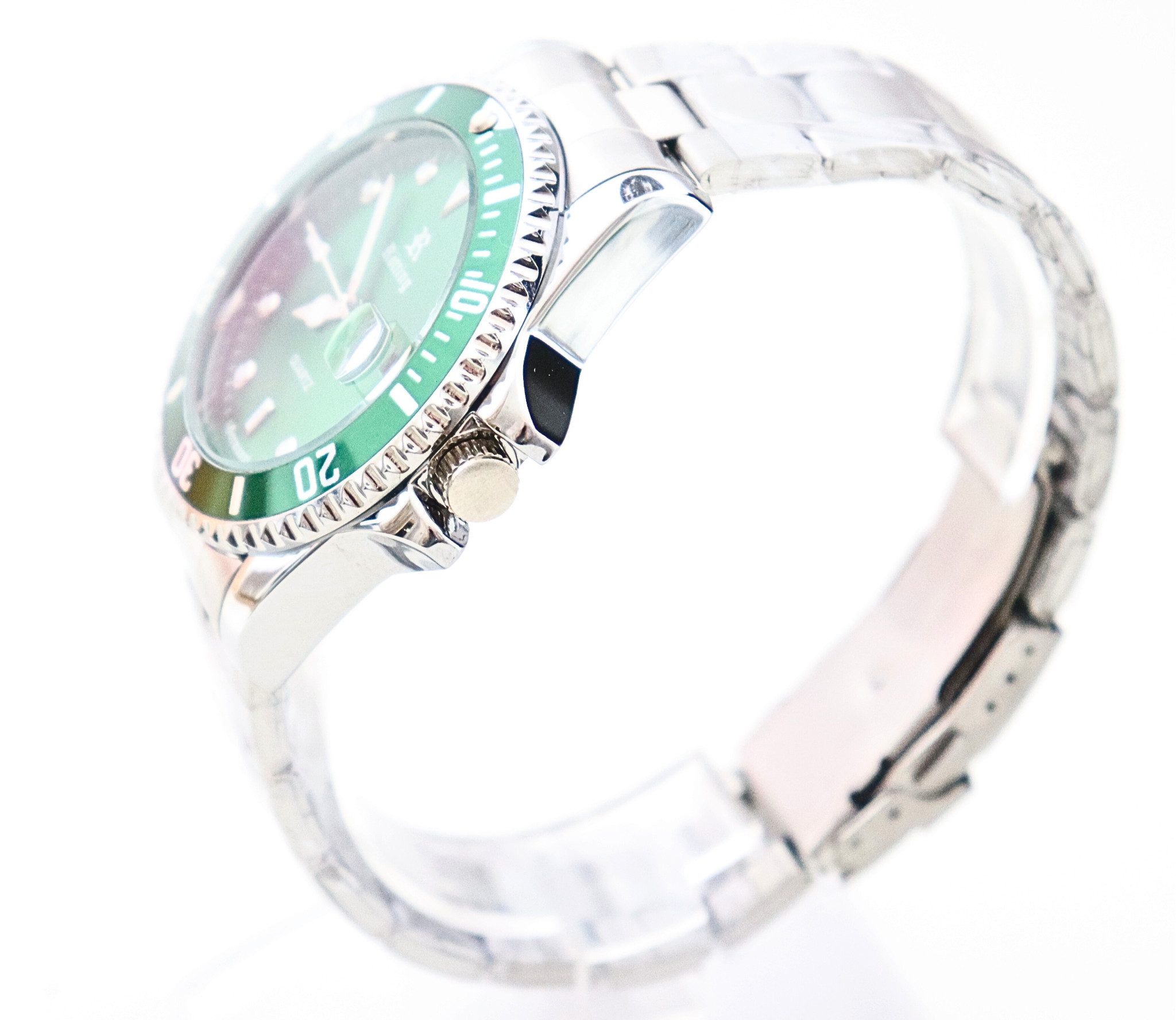 Rötting Design Quarzuhr Herrenuhr Armbanduhr Edelstahl grünes Ziffernblatt DATUM, grüne Lünette drehbar, aus der Collection "Rötting"