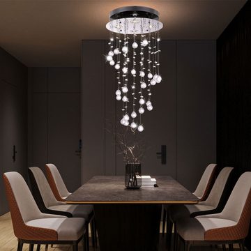 Globo LED Pendelleuchte, LED-Leuchtmittel fest verbaut, Warmweiß, LED Decken Leuchte Wohn Zimmer Beleuchtung Chrom Hänge Lampe Kristall