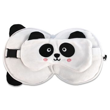 BEMIRO Tierkuscheltier Schlafmaske Panda mit Reisekissen - ca. 16 cm