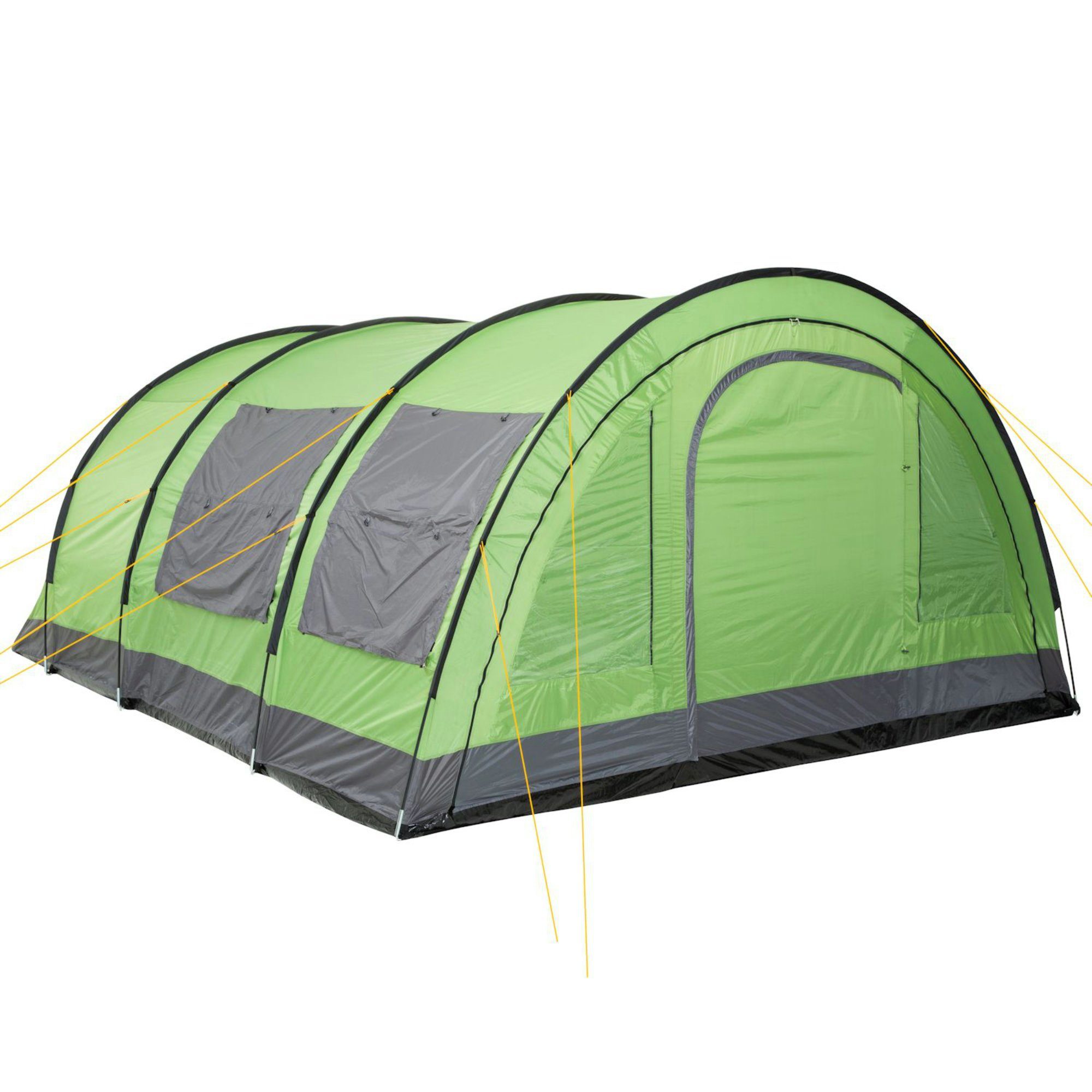 CampFeuer Tunnelzelt Zelt Relax6 für 6 Personen, Grün/Grau, 5000 mm Wassersäule, Personen: 6