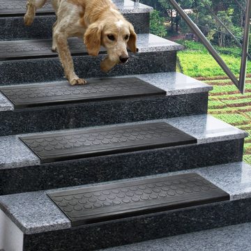 Stufenmatte Circle, Treppenschutz, Stufenschutz,25x75 cm, Schwarz, Kubus, rechteckig, aus Gummi