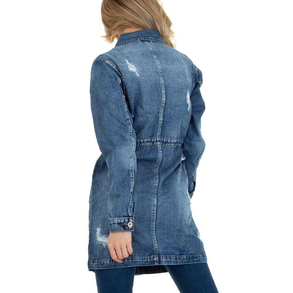 Ital-Design Hemdbluse Damen Freizeit (77187384) Jeansstoff Hemdbluse in Blau