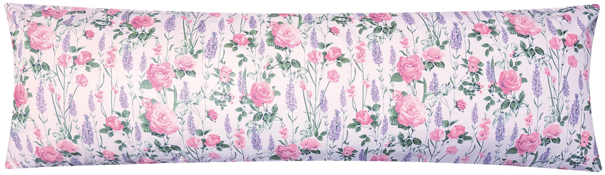 Heubergshop Seitenschläferkissenbezug, 40x145cm, Rosen Lavendel Muster 100% Baumwolle Bezug Geblümt (BS-Rose)