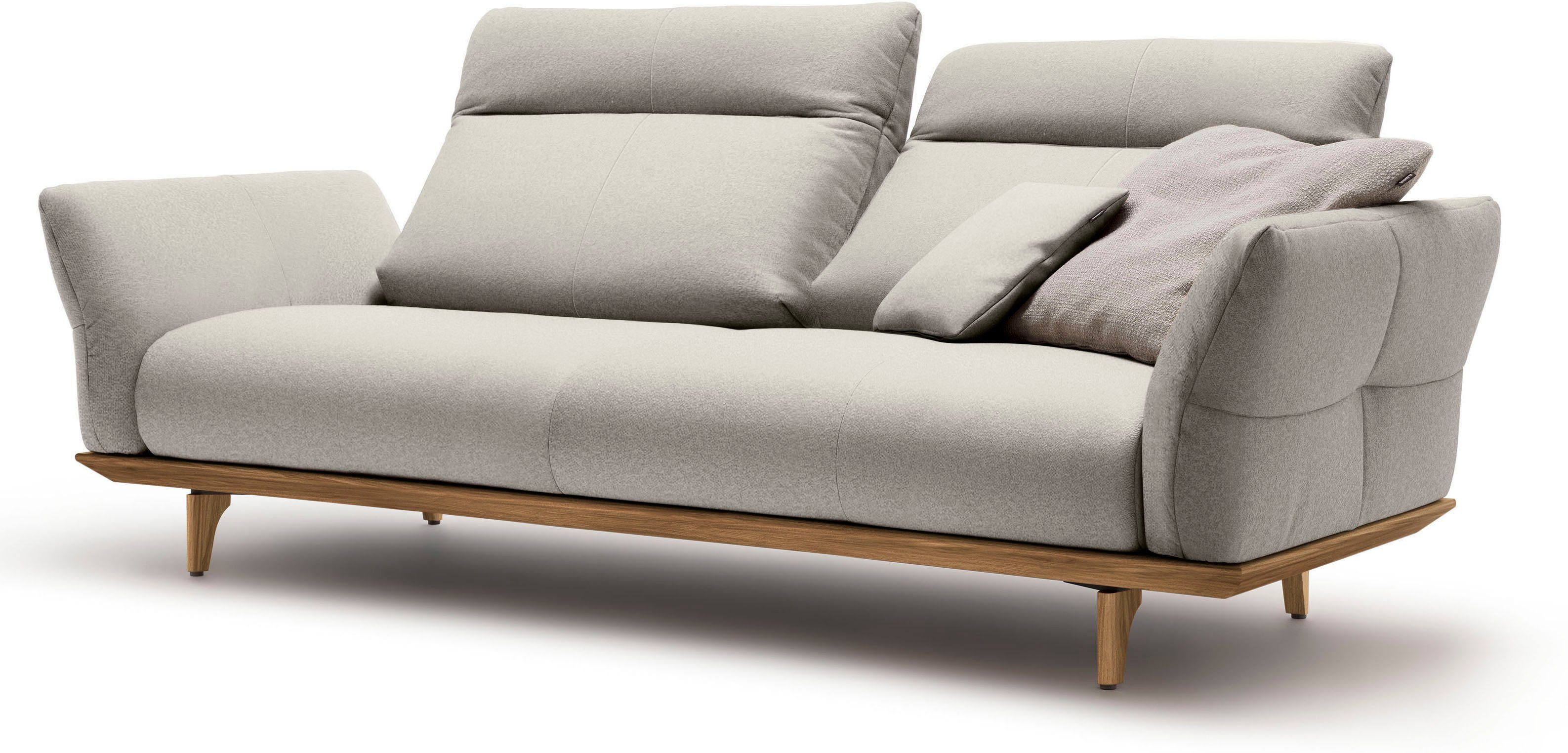 hülsta sofa 3-Sitzer hs.460, Breite Füße Sockel in 208 cm Nussbaum, Nussbaum