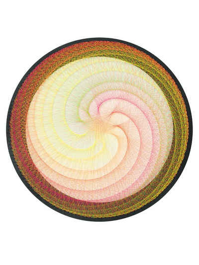 PSYWORK Dekoobjekt Schwarzlicht 2D StringArt Fadendeko Spirale "Fine Lines Multi", 50cm, UV-aktiv, leuchtet unter Schwarzlicht