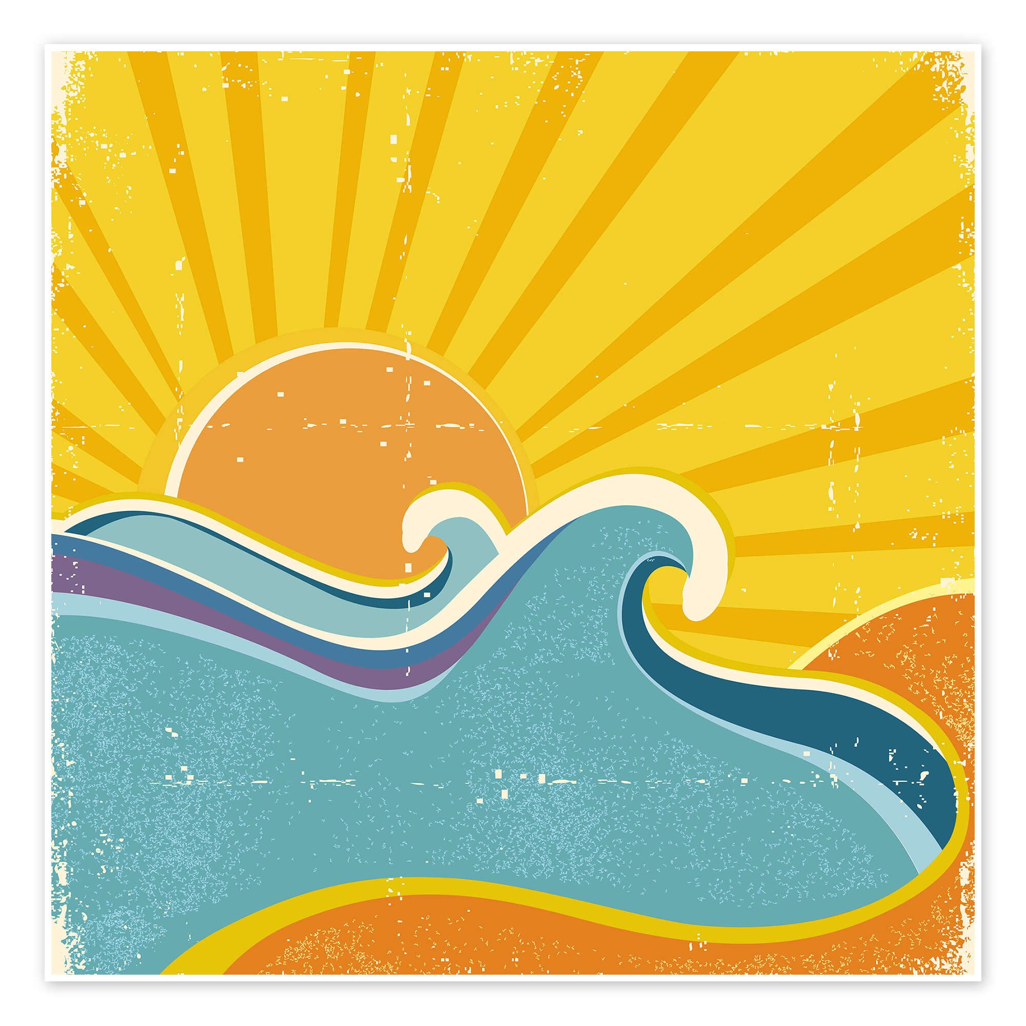 Posterlounge Wandbild Meereswellen an einem heißen Sommertag, Kidz Collection, erhältlich als Poster, Leinwandbild, Wandsticker oder Acrylglasbild
