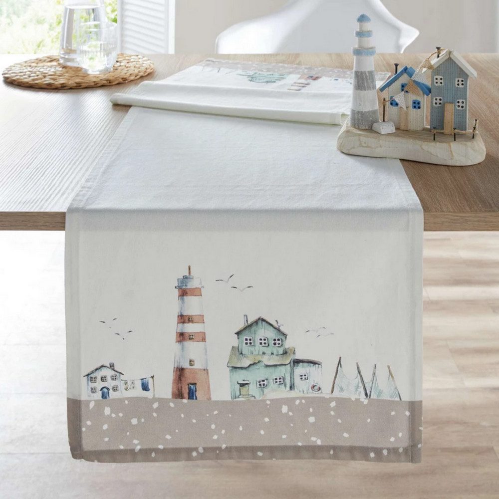 Home-trends24.de Tischläufer Maritim Leuchtturm Tischläufer Tischdecke Tischdeko 40x140cm – Bild 2 von 5