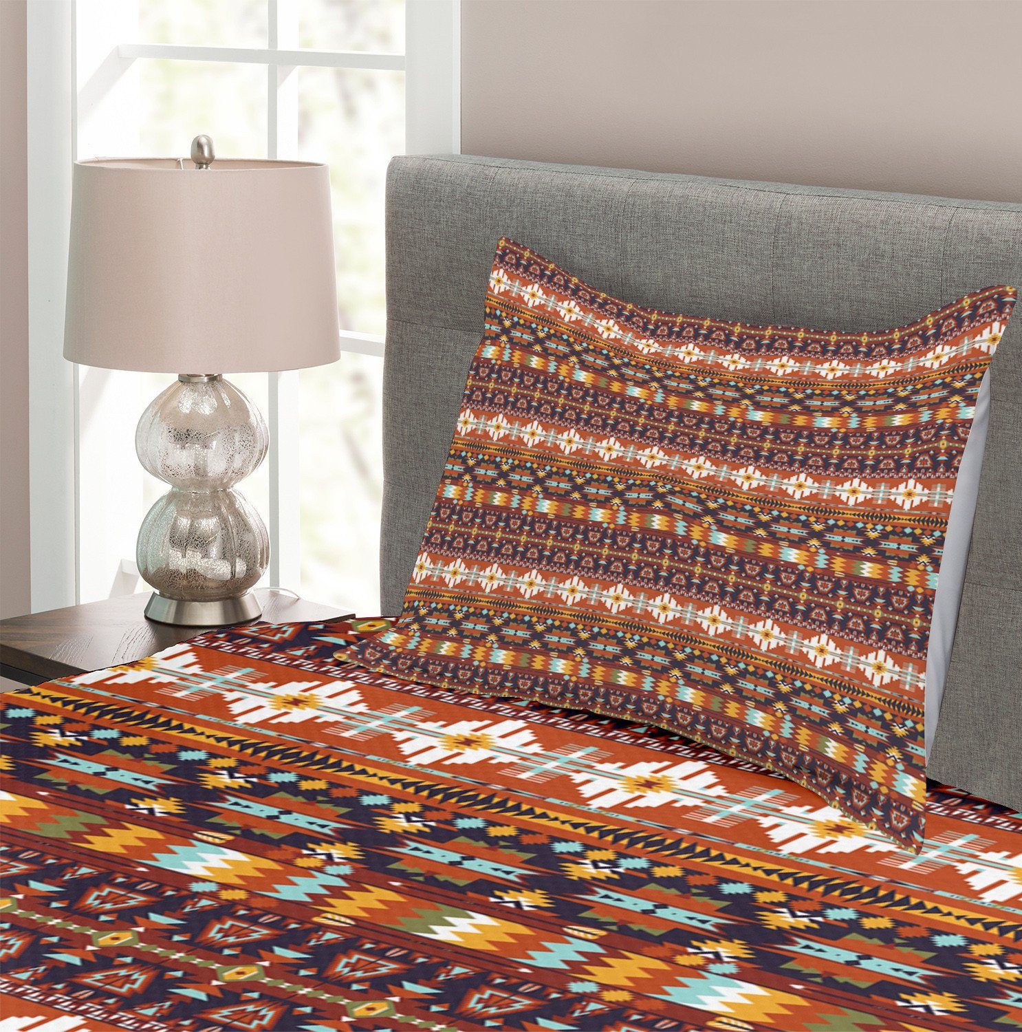 Aztec Stil Set Tagesdecke Waschbar, mit Abakuhaus, Kissenbezügen Bunt Pfeil