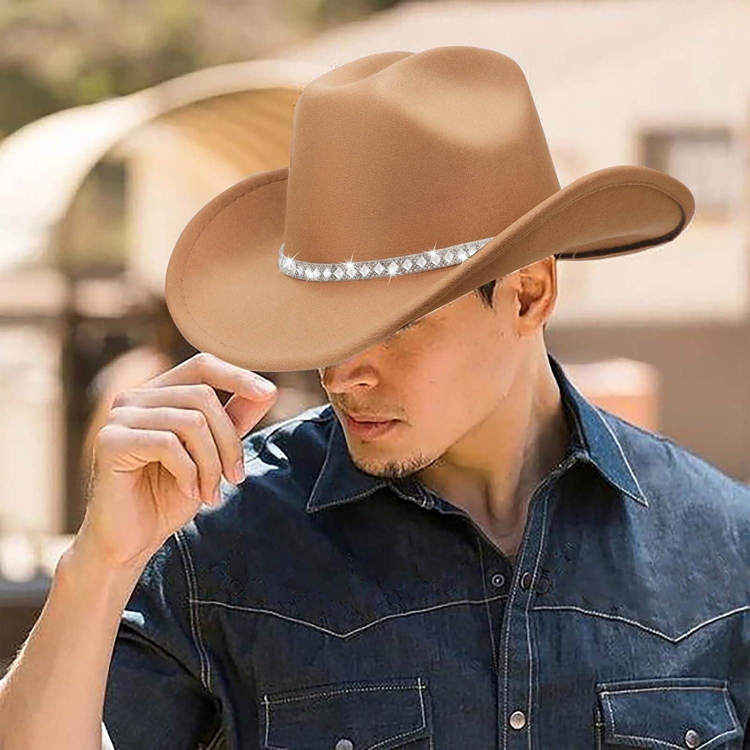 LuxusKollektion Cowboyhut Cowboyhut Unisex Western Filz Krempe Glitzer 1 pc Fedora Hat A-Camel