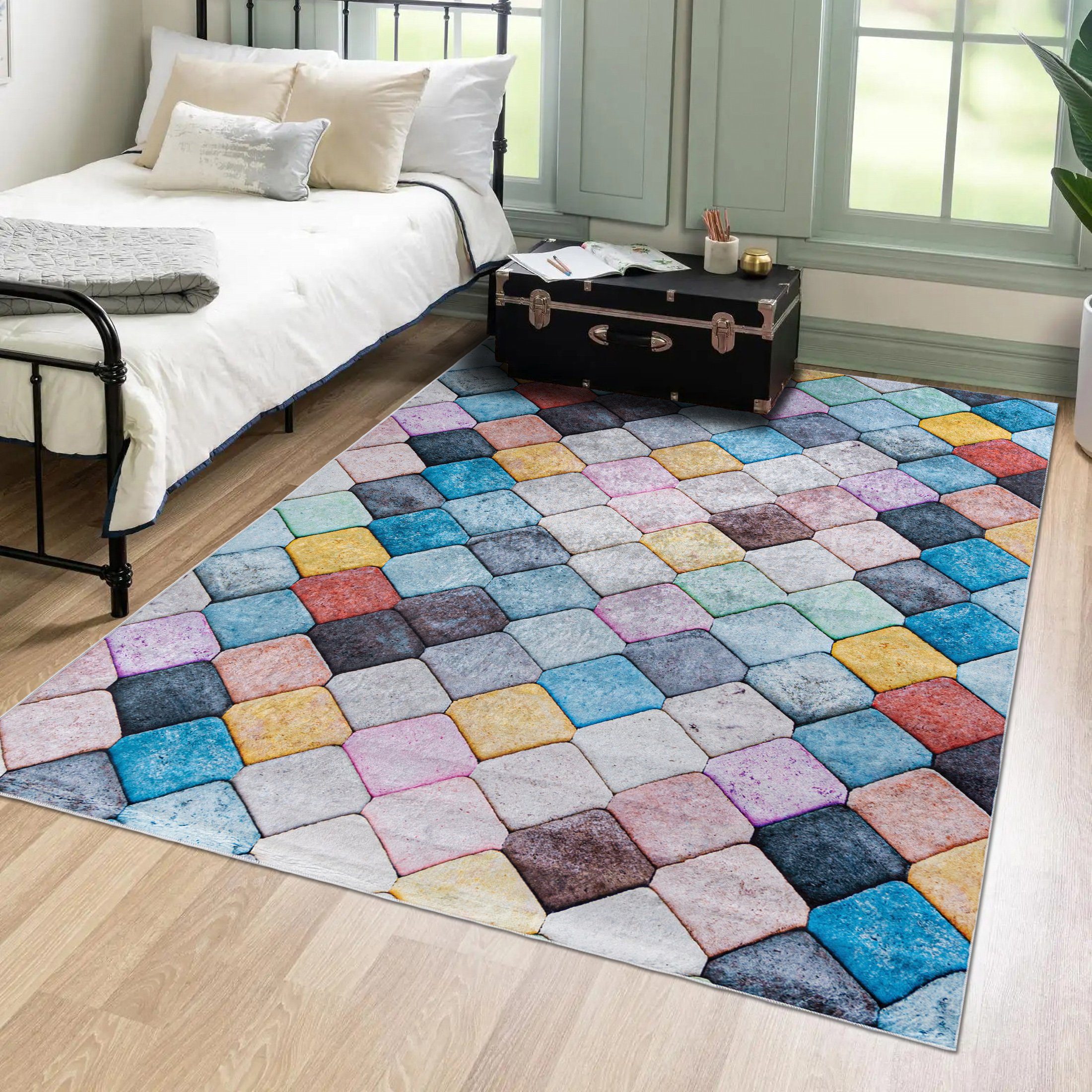 Designteppich Modern Teppich für Kurflor, 5 x Mazovia, / cm, mm, Waschmaschine, in Rutschfest Schlafzimmer, 80 150 Bunt Esszimmer, Wohnzimmer, Höhe 8001 Waschbar