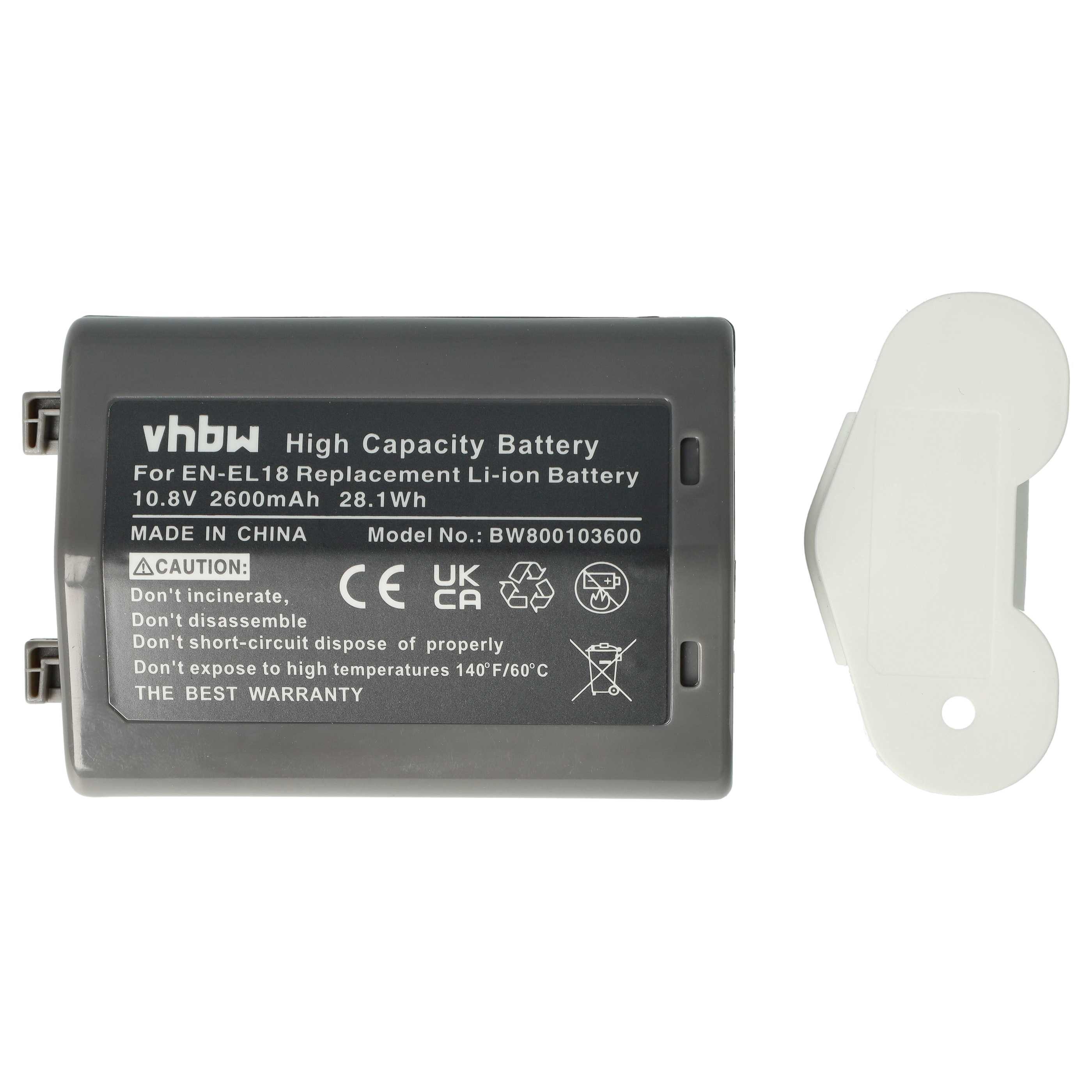 vhbw Akku Ersatz für Nikon EN-EL18 für Digitalkamera / Kamera (2600 mAh, Kamera-Akku Akku Li-Ion 2600 mAh (10,8 V, 1 St), Leistungsfähiger Austausch-Akku für Digitalkamera, Spiegelreflexkamera