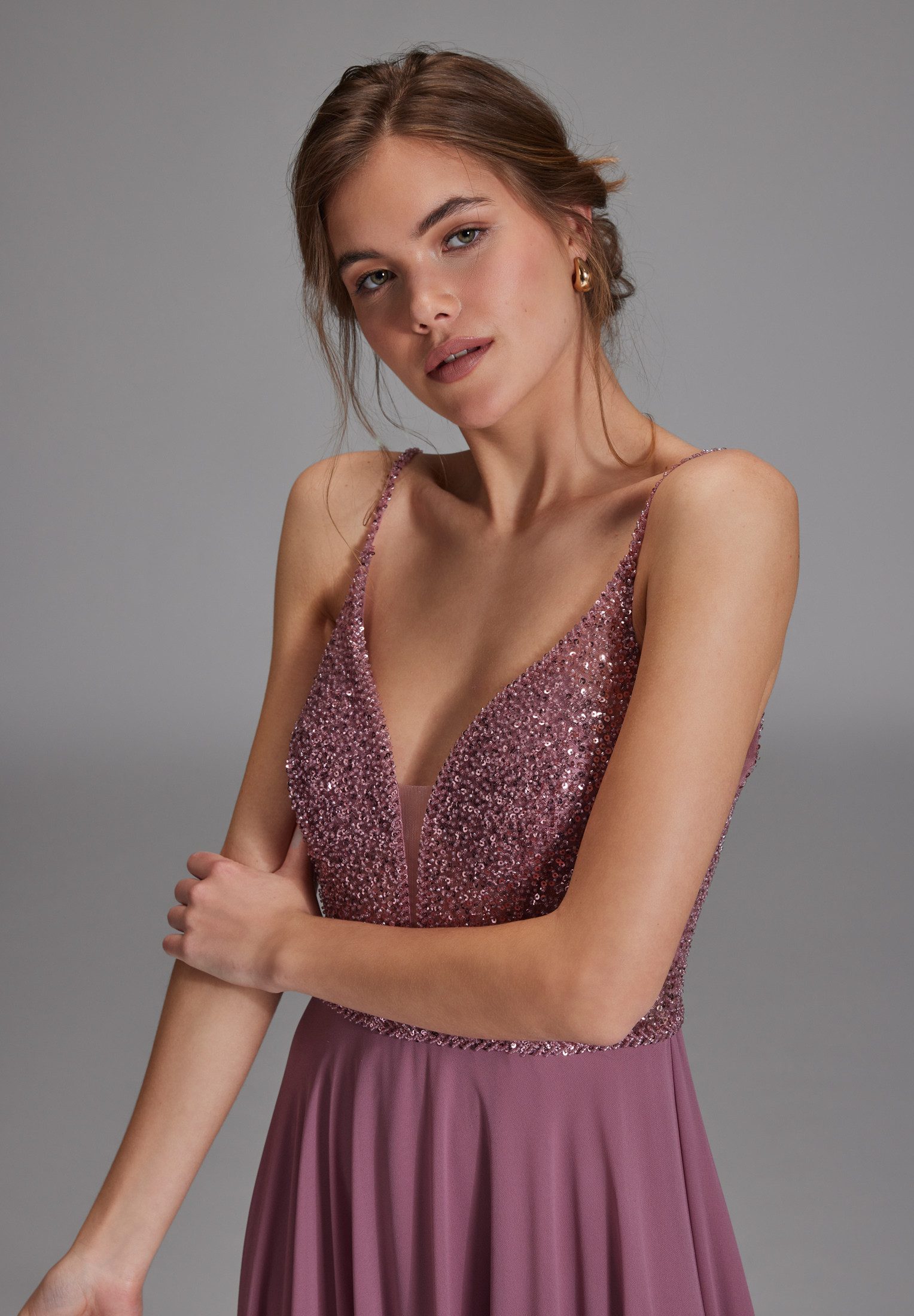 Hey Kyla Abendkleid - Abendkleid aus Materialmix Taillierter Schnitt mit ausgestelltem Rockteil