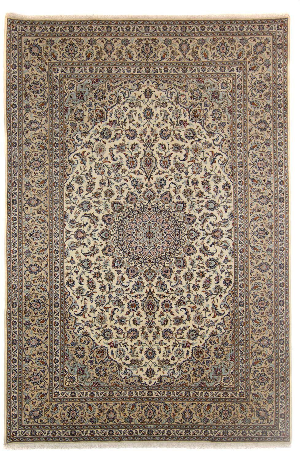Wollteppich Keshan Medaillon Beige chiaro 362 x 246 cm, morgenland, rechteckig, Höhe: 10 mm, Unikat mit Zertifikat | Kurzflor-Teppiche