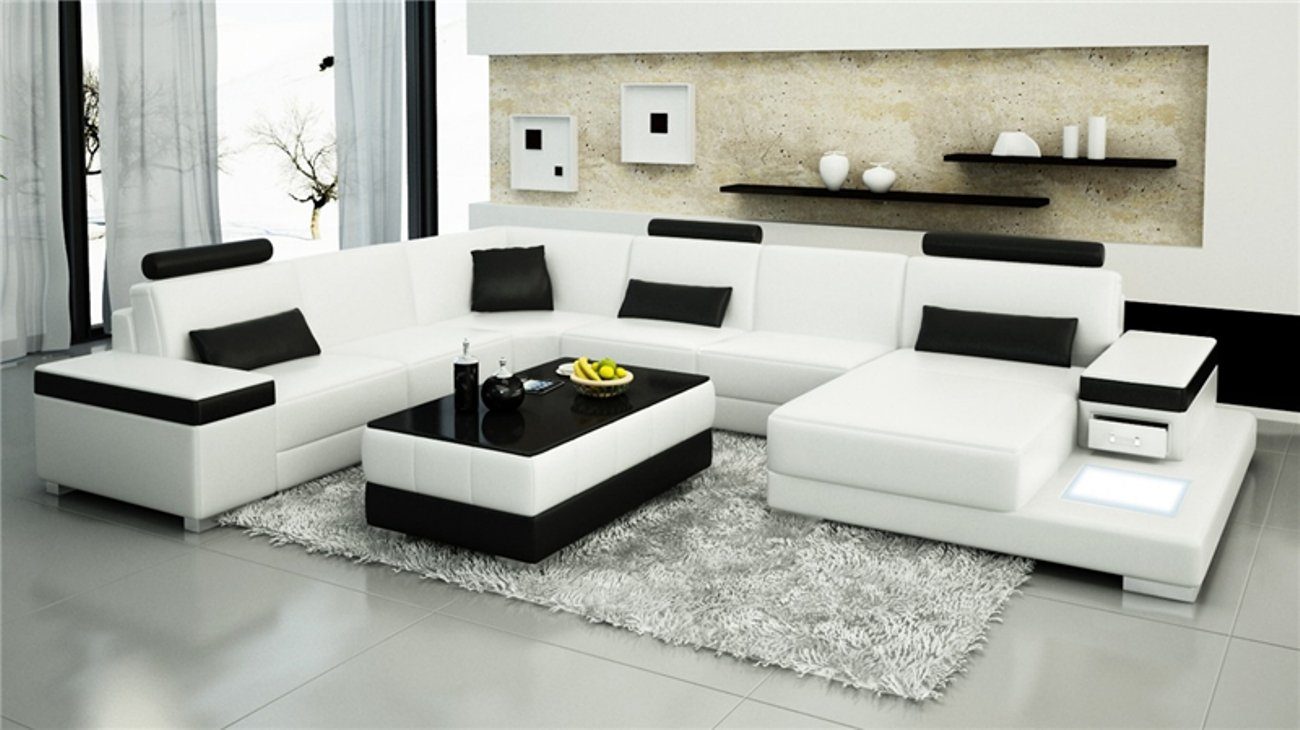 JVmoebel Ecksofa, Designer Sofa Couch Ecksofa Polster Garnitur Wohnlandschaft U-Form Weiß