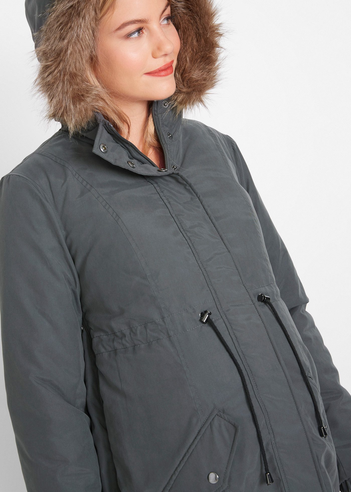 bonprix Umstandsjacke mit seitlichen Reißverschlüssen zur Weitenregulierung, mit 2-Wege-Zip