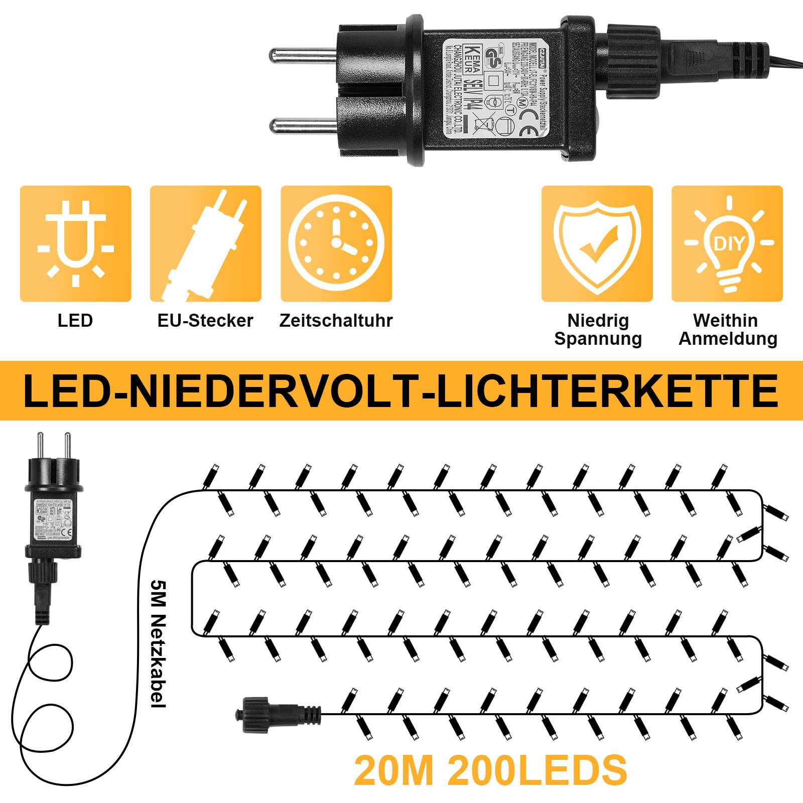 Rosnek Lichterkette 5-100M LED Lichterkette Weihnachtsbeleuchtung, mit 8 Mo günstig online kaufen