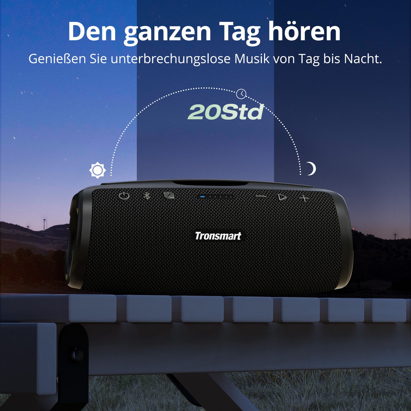 Tronsmart Tragbarer Außenlautsprecher Mirtune S100, anpassbarer EQ, 50 W Bluetooth-Lautsprecher (50 W, 20 Stunden Spielzeit, IPX7 wasserdicht, einziehbarer Griff)