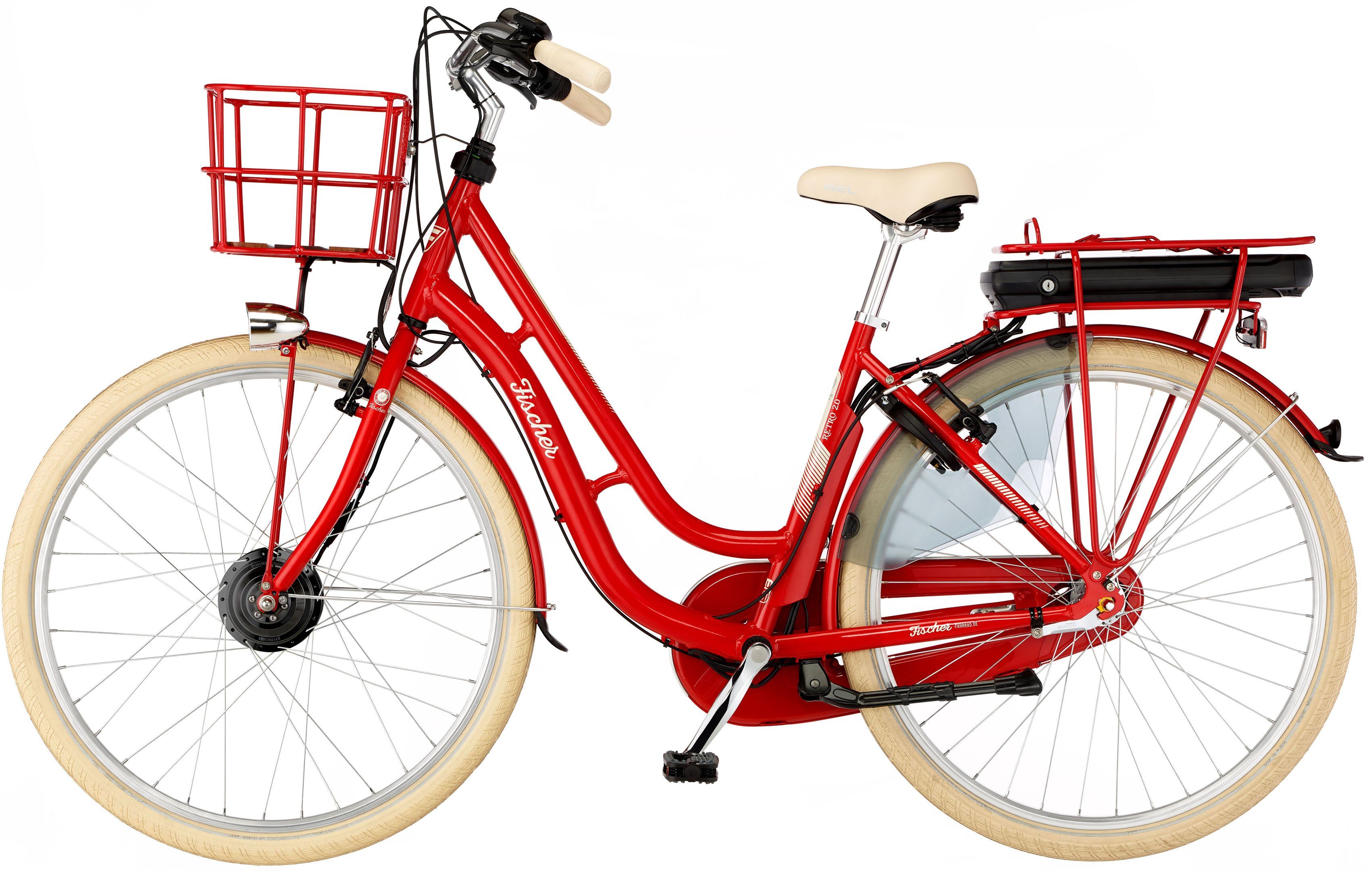 FISCHER Fahrrad E-Bike »CITA RETRO 2.1 317«, 3 Gang Shimano Nexus  Schaltwerk, Nabenschaltung, Frontmotor, (mit Akku-Ladegerät, mit Werkzeug),  ebike Damen
