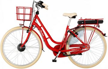 FISCHER Fahrrad E-Bike CITA RETRO 2.1 317, 3 Gang Shimano Nexus Schaltwerk, Nabenschaltung, Frontmotor, 317 Wh Akku, Pedelec, Elektrofahrrad für Damen, Cityrad