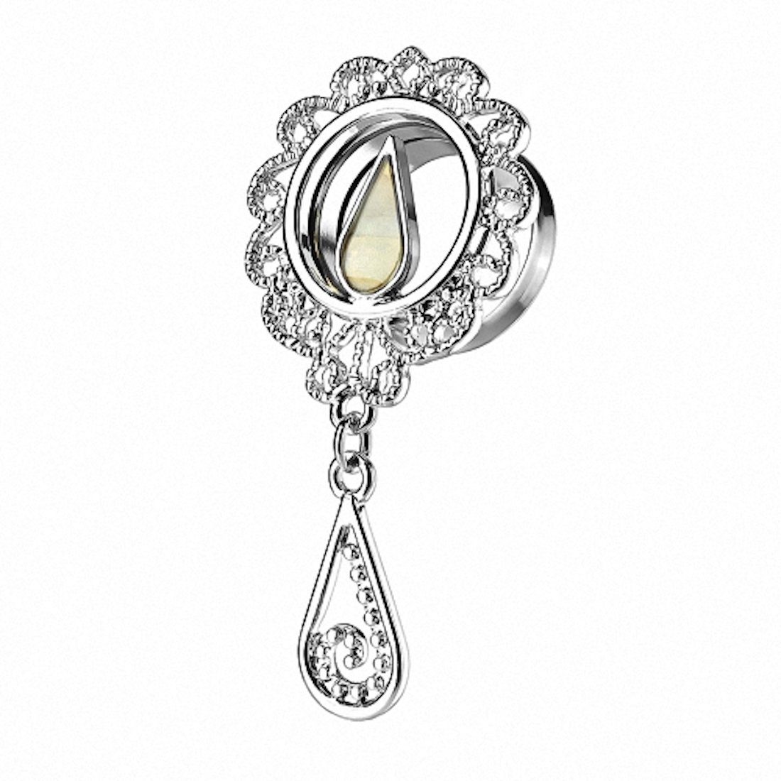 Taffstyle Plug Piercing Perlmutt Tropfen Kristall günstig online kaufen