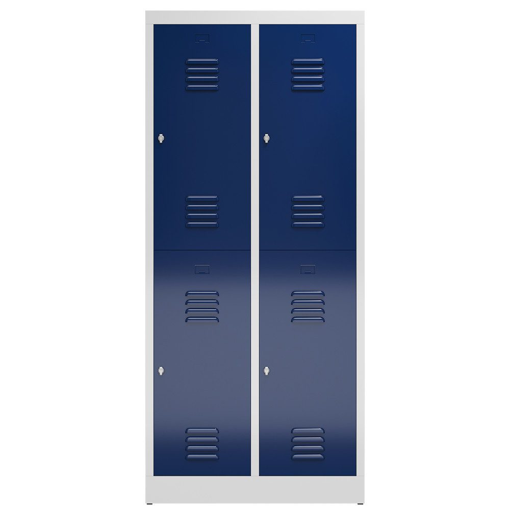 Steelboxx Spind 4 Fächer mit Kleiderstange 180x80x50cm Spindschrank (1-St) Komplett verschweißt und montiert, keine Montage erforderlich