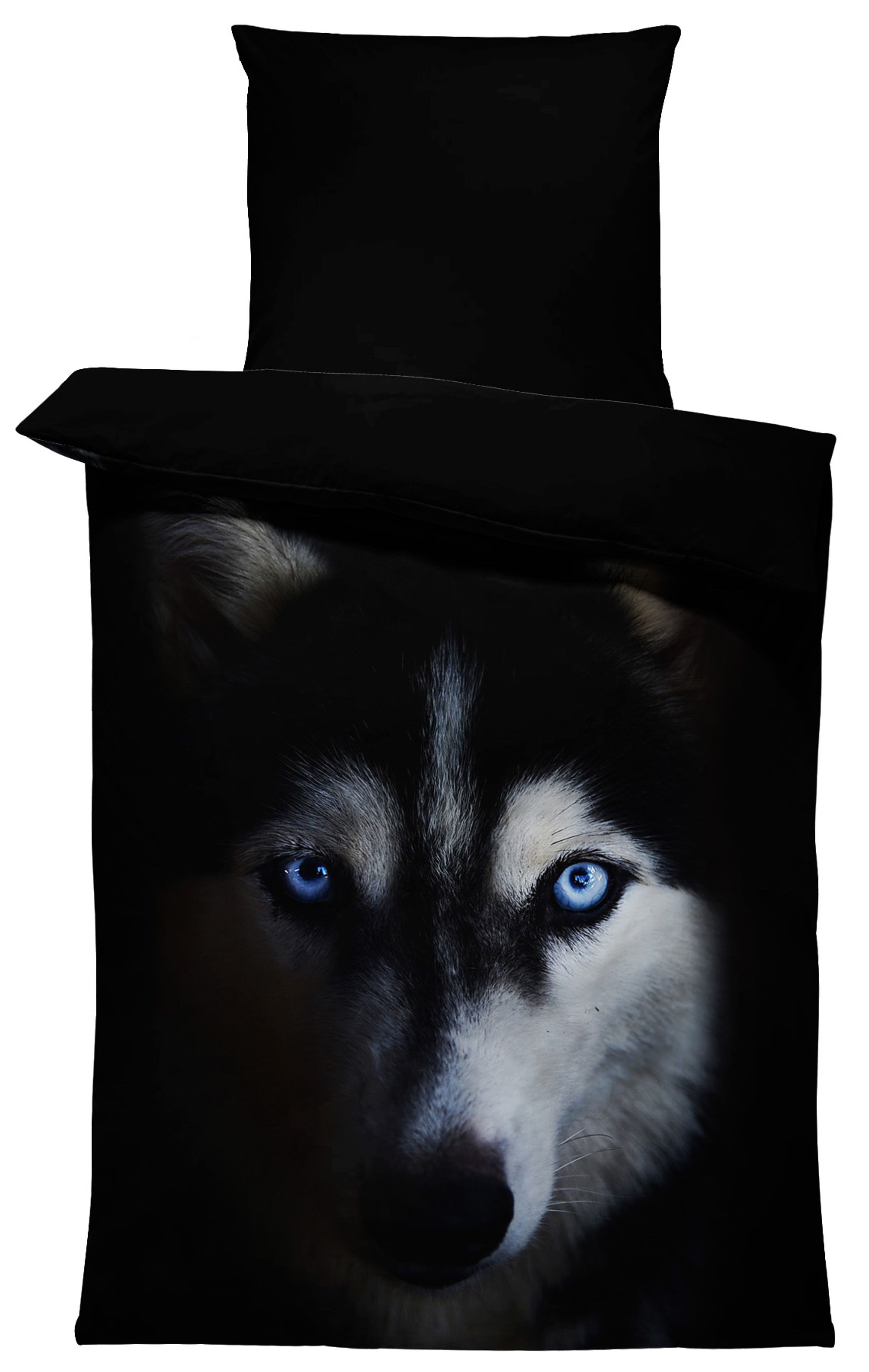 One Home Bettwäsche Fotodruck, Mikrofaser, 2 teilig, Wolf Tiere Wölfe, Knitterfrei Weich für Sommer und Winter