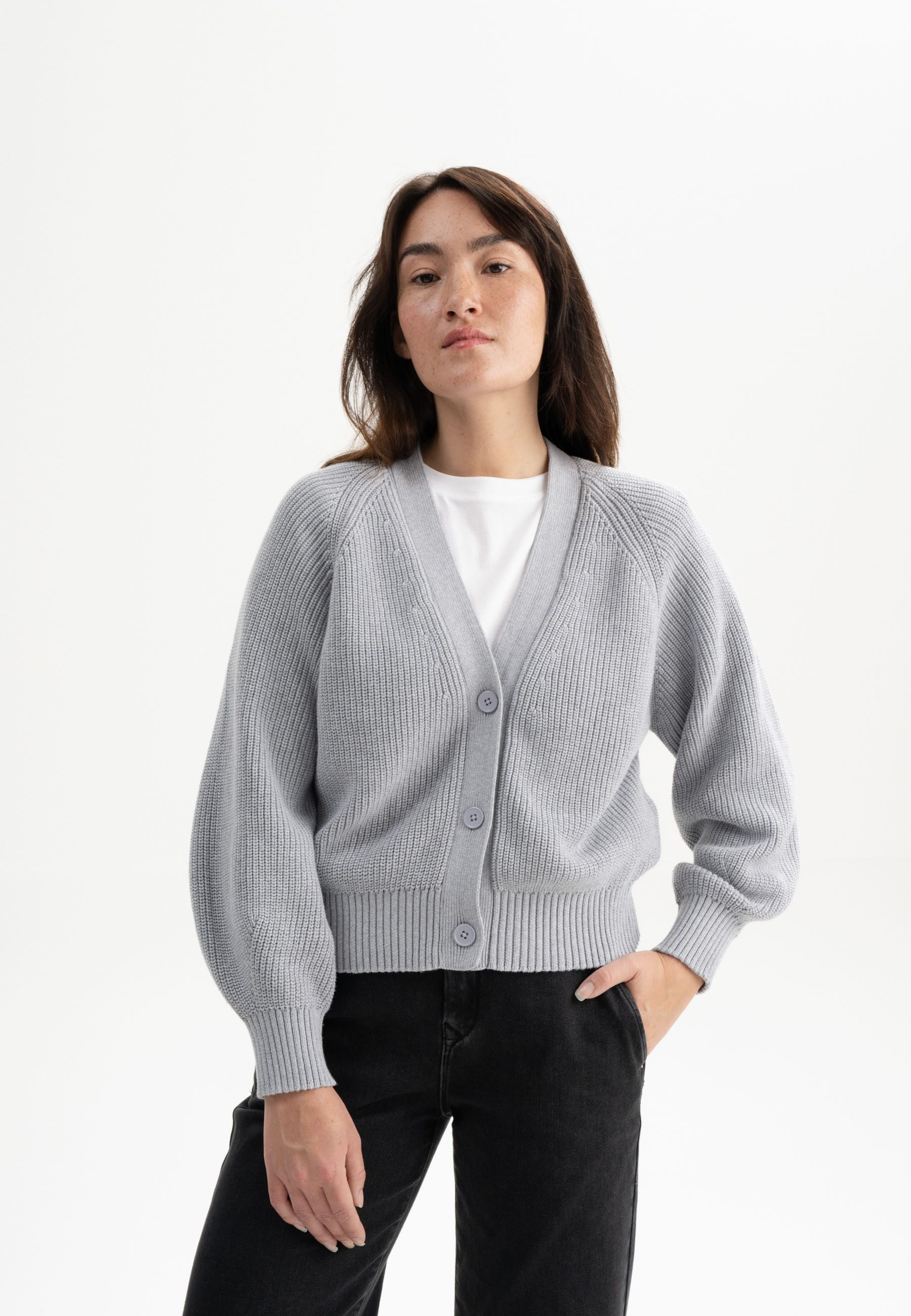 MELA Cardigan Rippstrick Cardigan Style BHUMA Gerippte Bündchen und gerippt günstig online kaufen